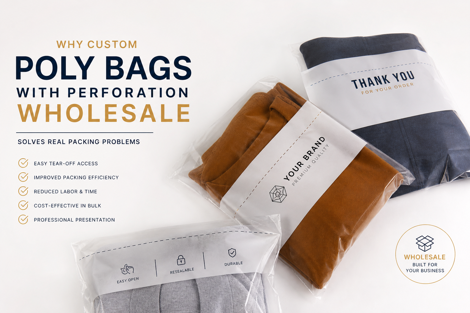 Custom Poly Bags with Perforation Wholesale for Packaging