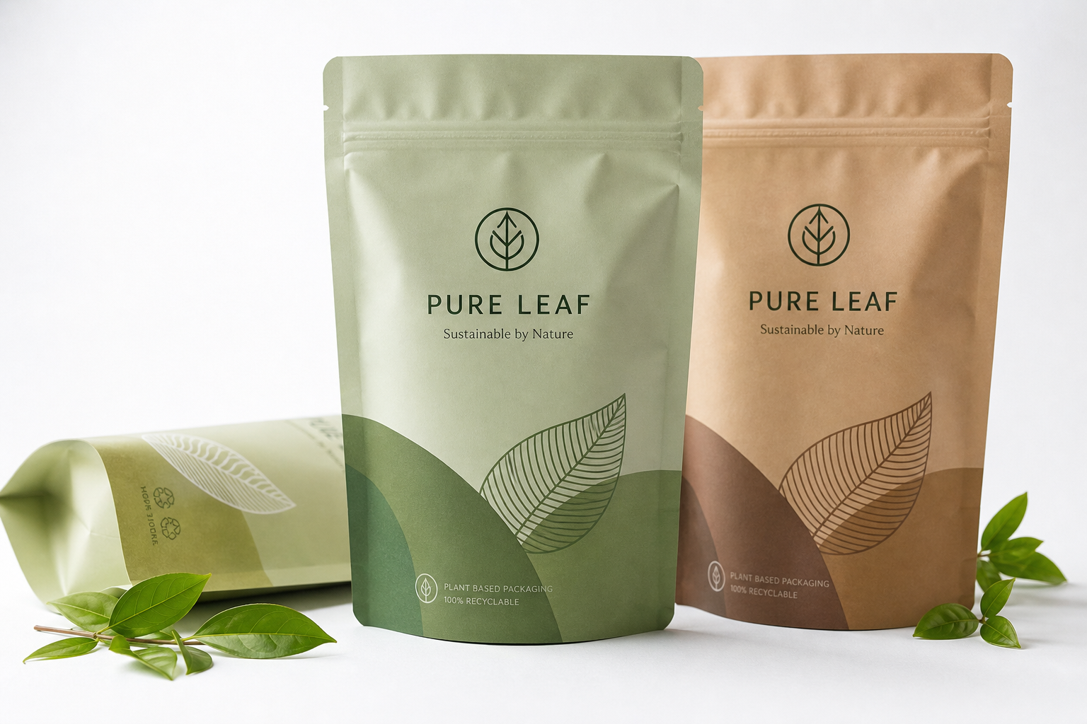 Sustainable Stand Up Pouches with Logo: Film, Print, MOQ, and Carton Packing