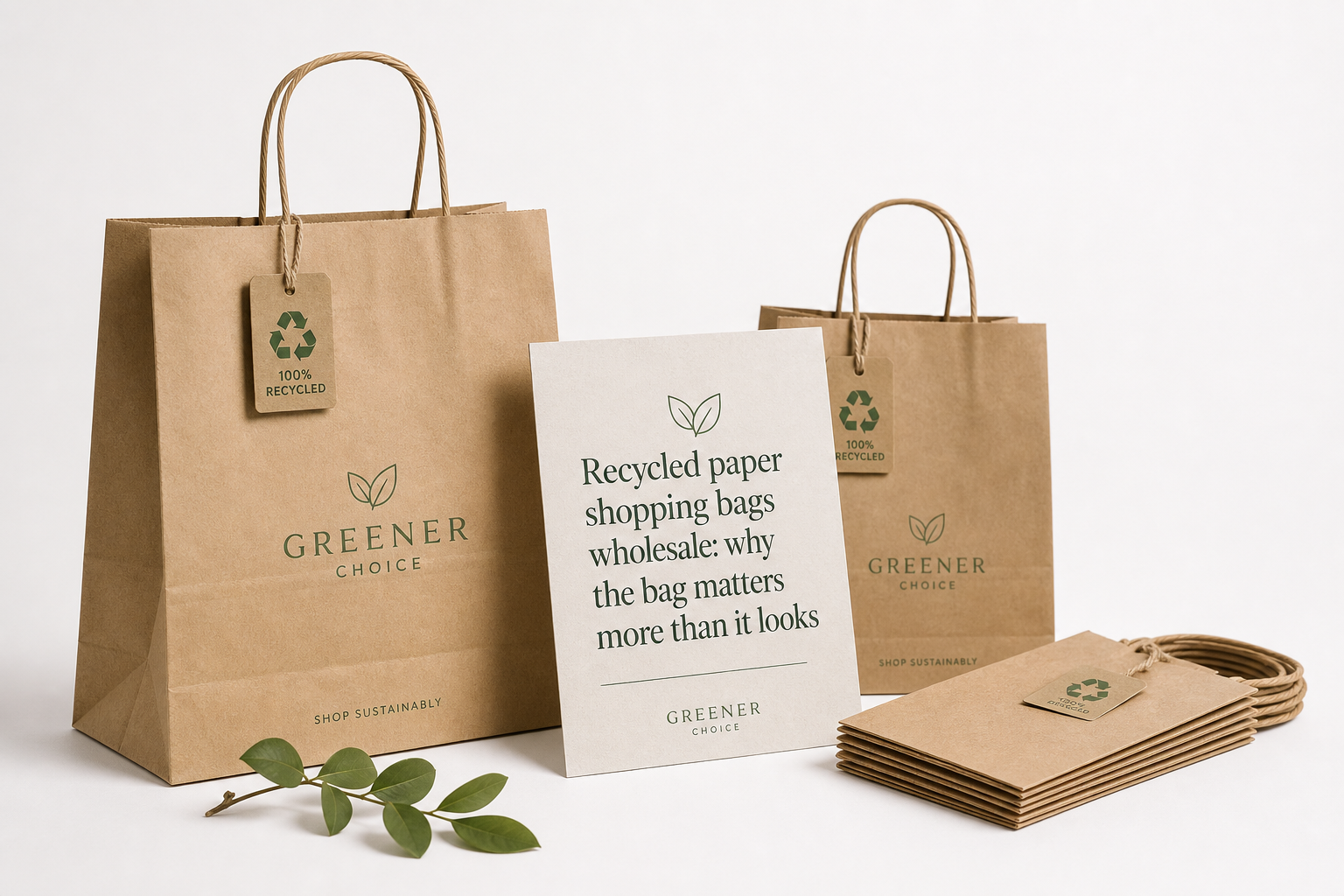 Recycled Paper Shopping Bags Wholesale: Film, Print, MOQ, and Carton Packing