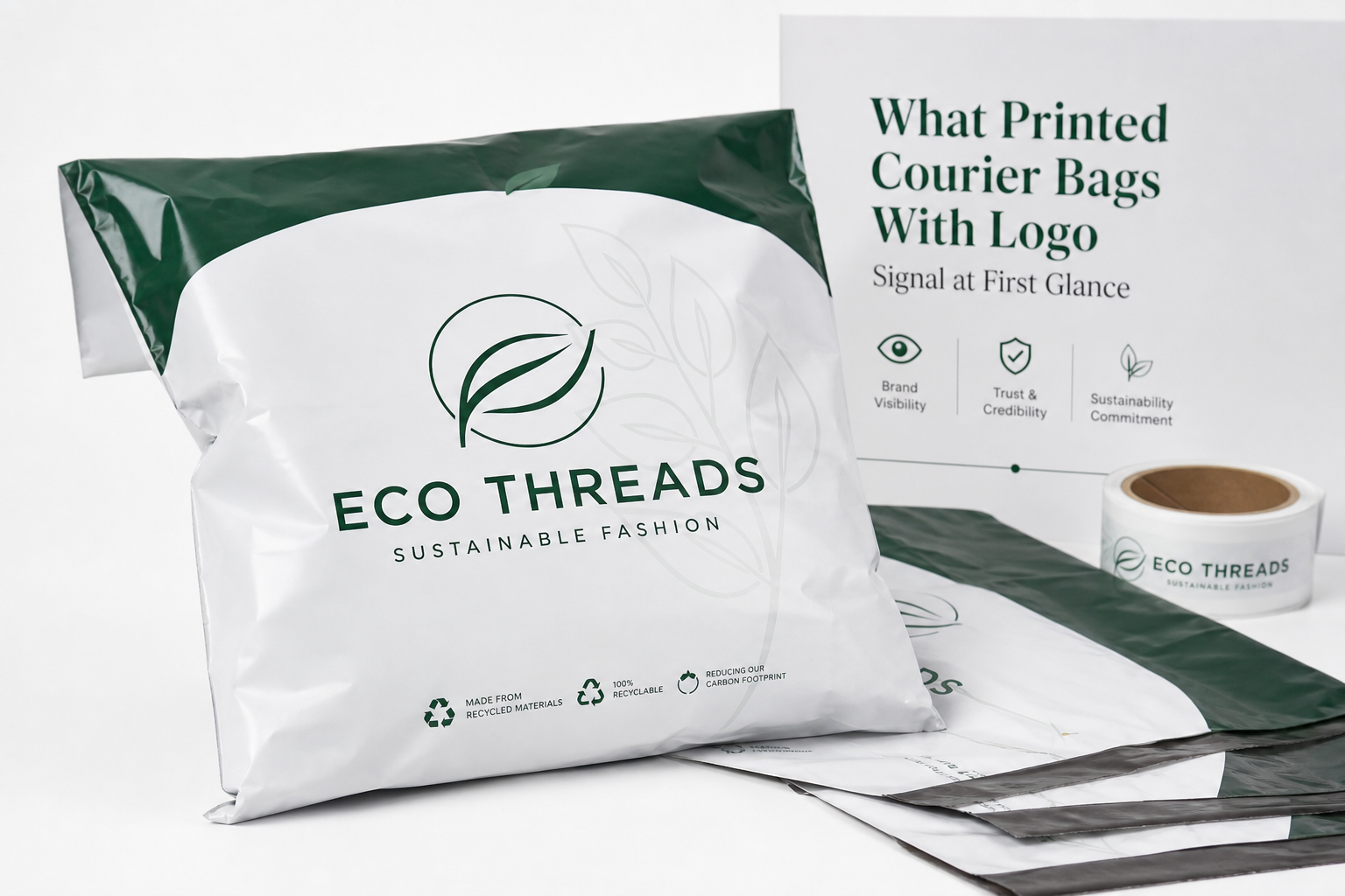 Printed Courier Bags with Logo: Film, Print, MOQ, and Carton Packing