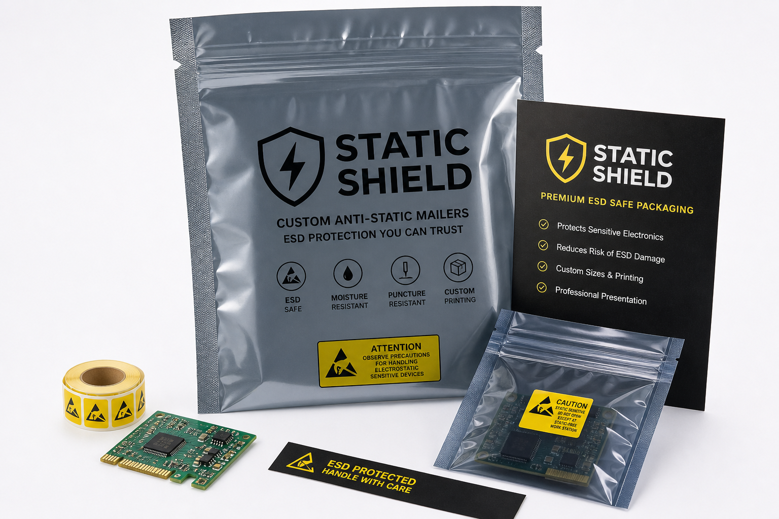 Custom Anti Static Mailers: Film, Print, MOQ, and Carton Packing