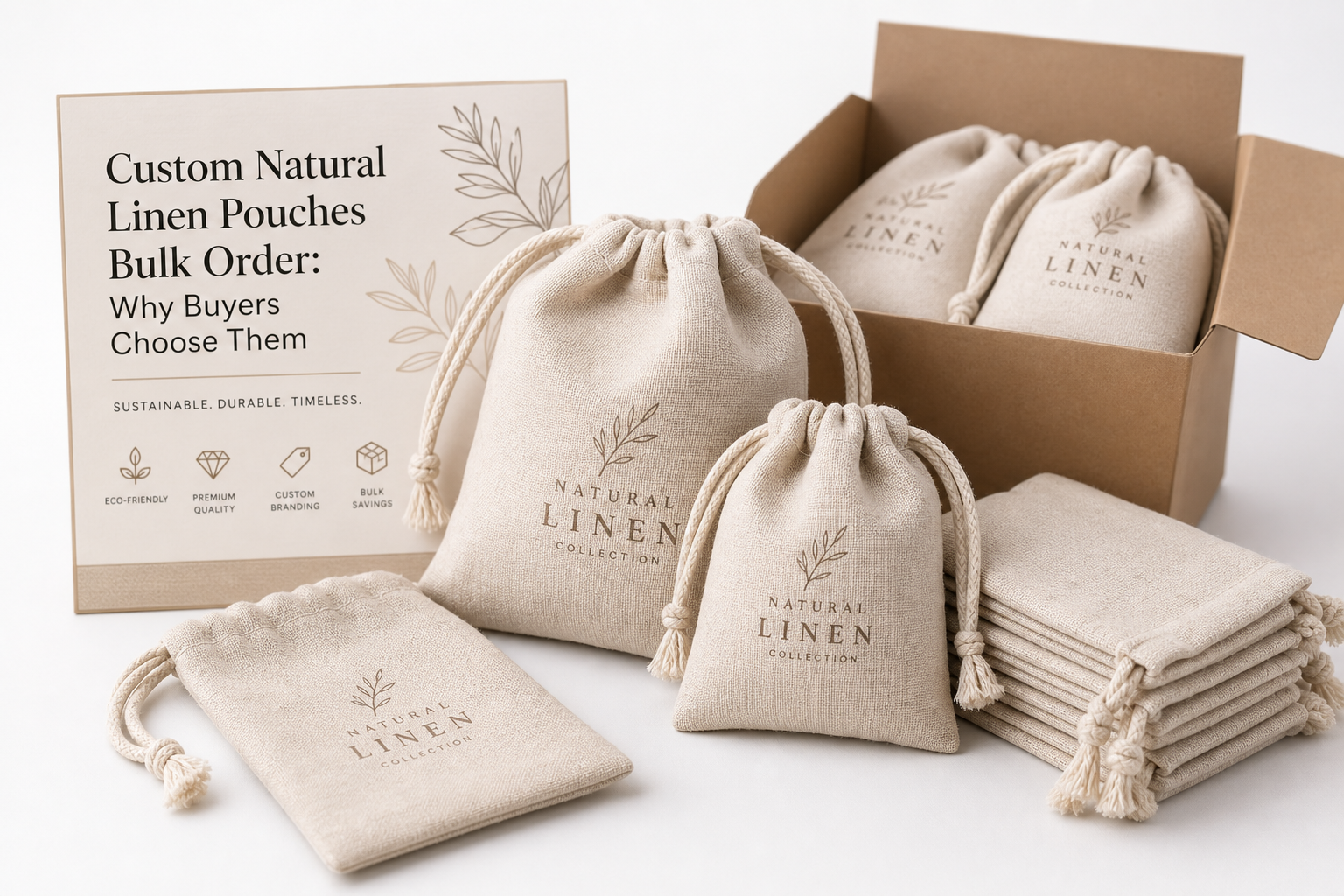 Custom Natural Linen Pouches Bulk Order: Pricing & Specs