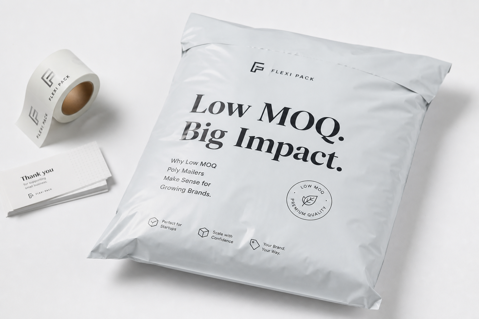 Low MOQ Poly Mailers: Film, Print, MOQ, and Carton Packing
