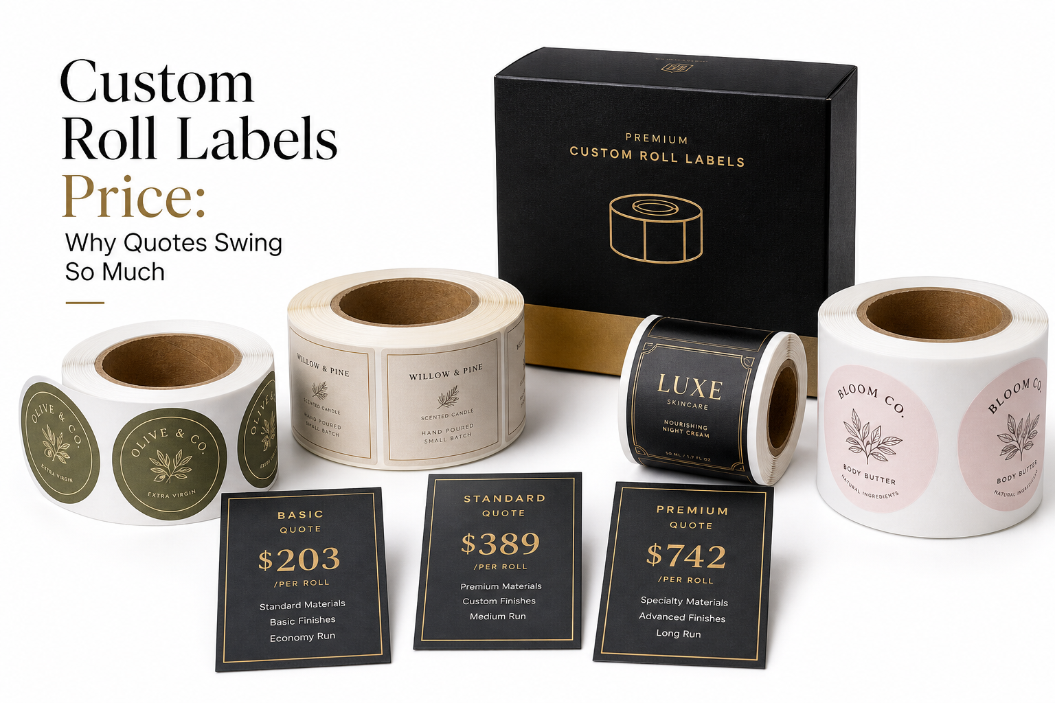 Custom Roll Labels Price: Material, Adhesive, Artwork, and MOQ