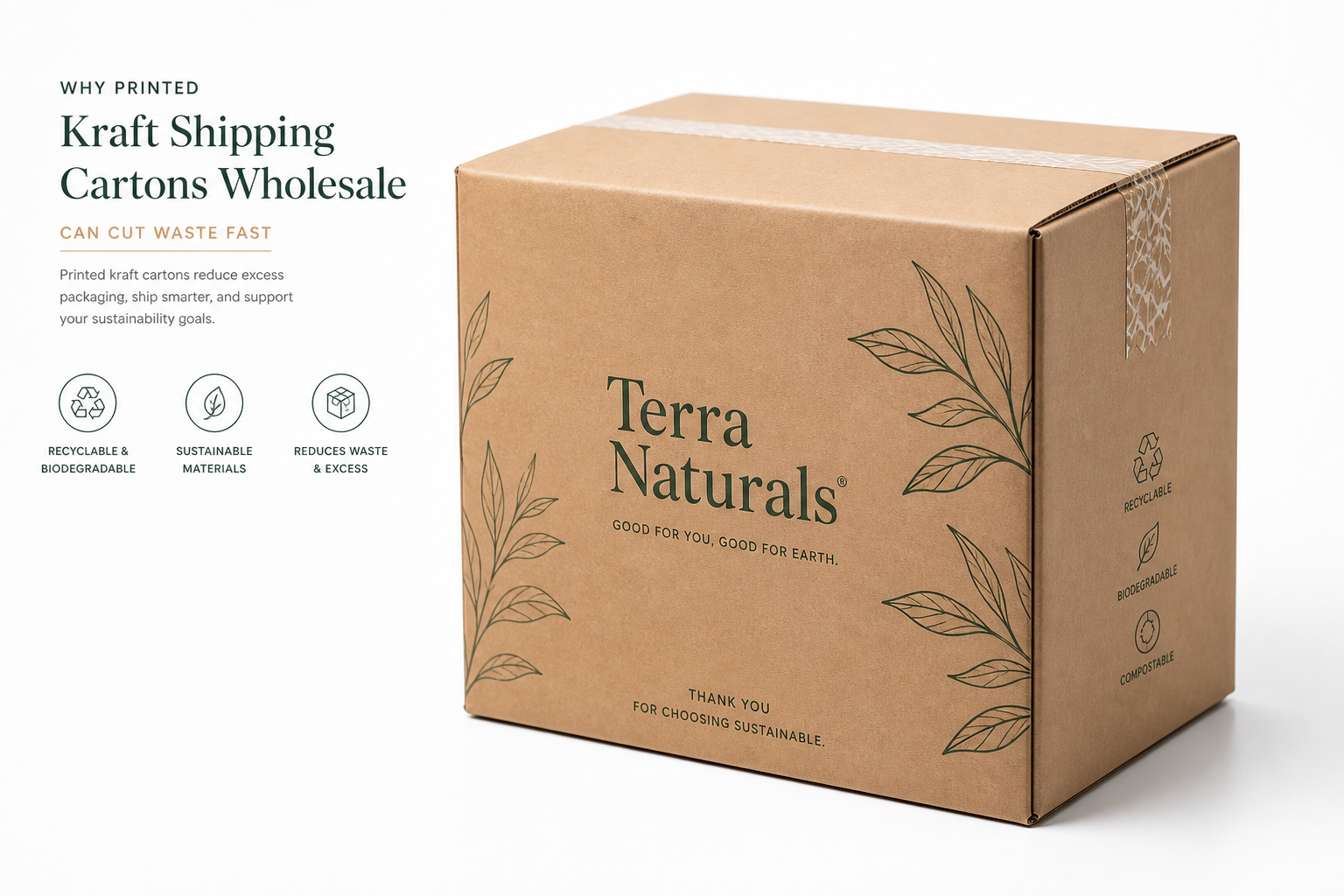 Printed Kraft Shipping Cartons Wholesale for Brands