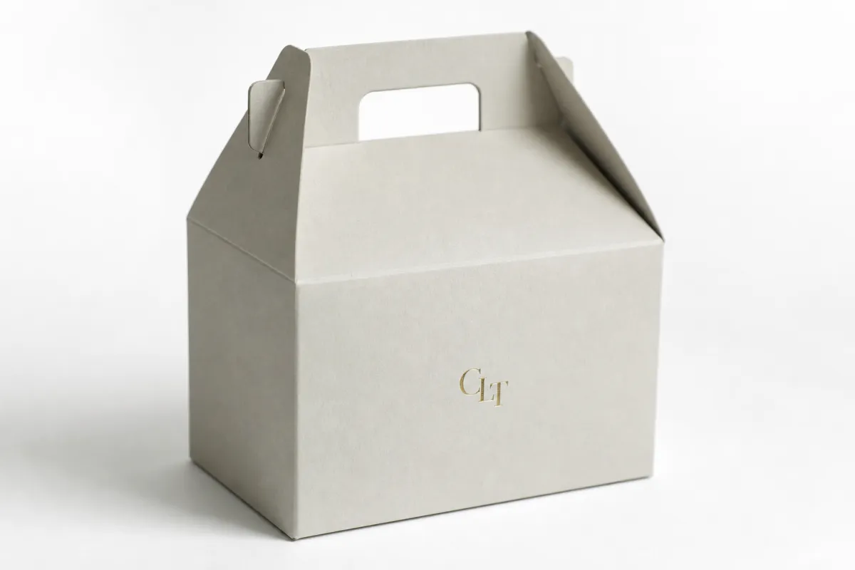 Branded Gable Boxes with Logo: Board, Finish, Dieline, and