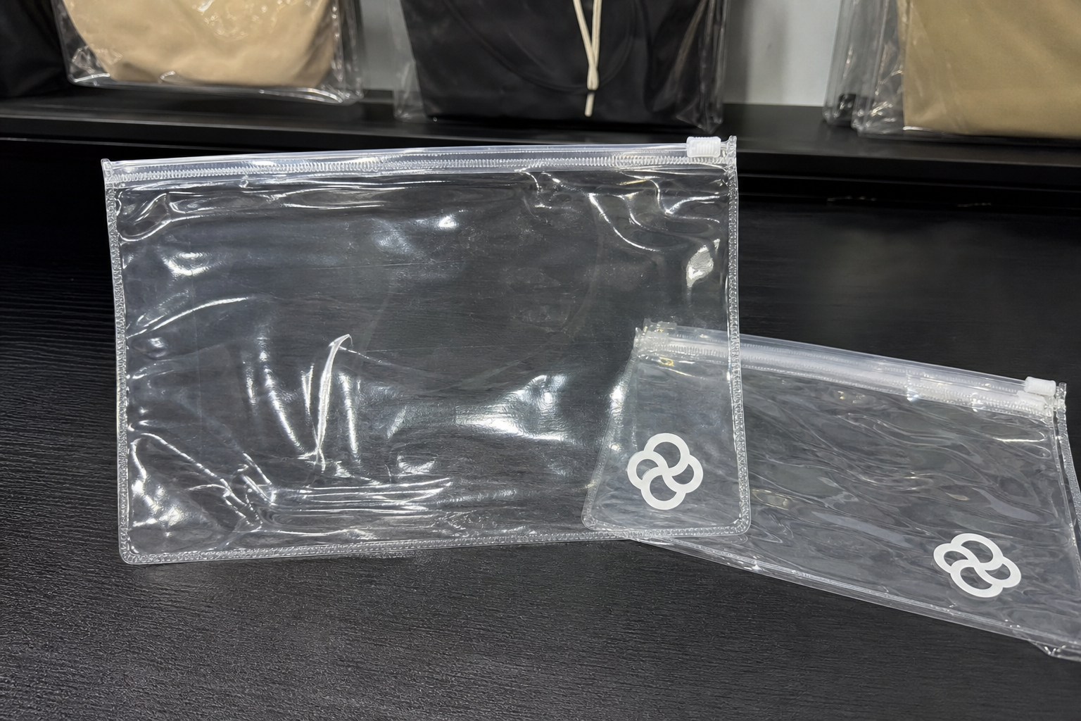 Clear PVC Zipper Bags with Logo Patch Quote for Bulk Orders