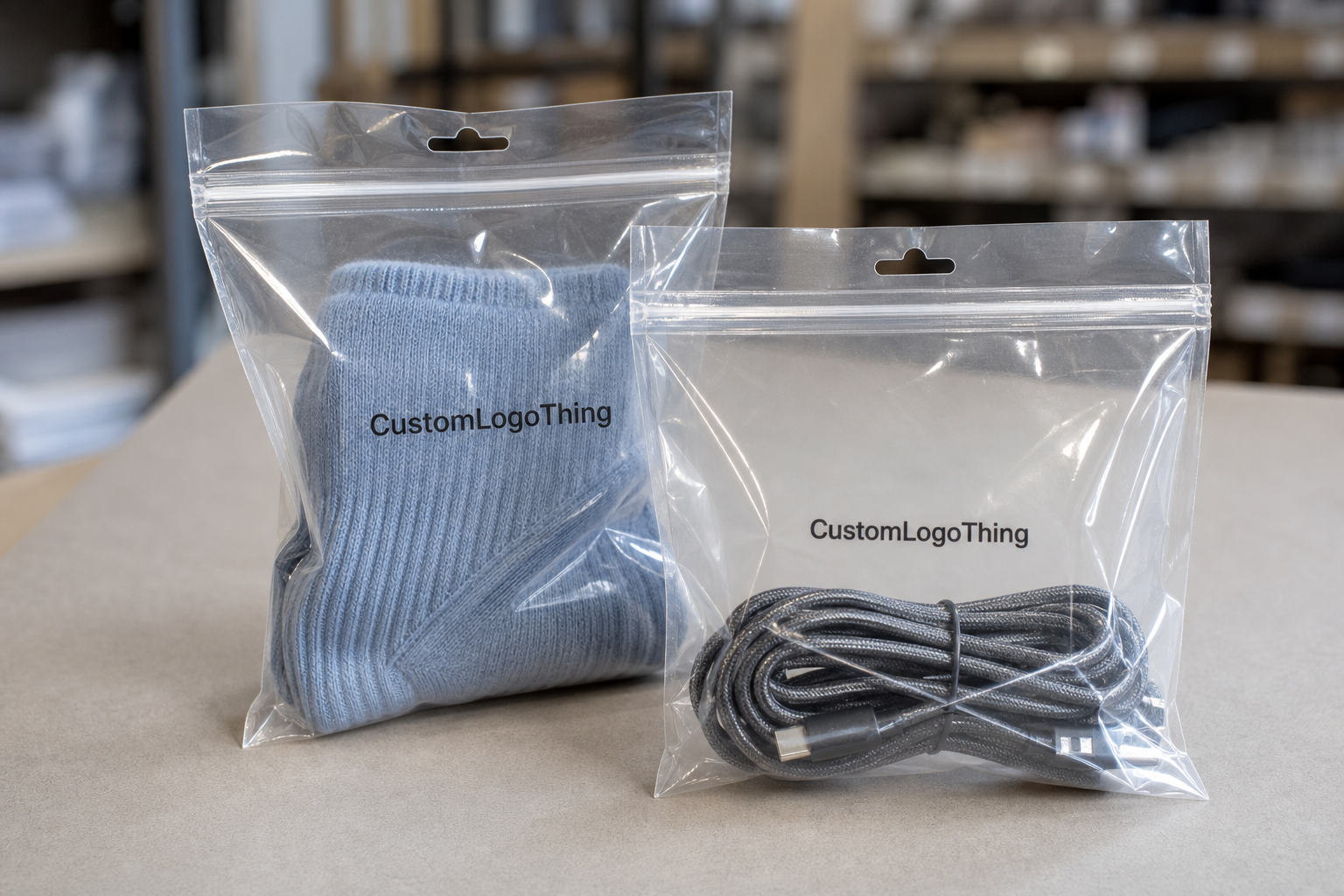 Bulk Order Custom Clear Poly Retail Bags for Displays