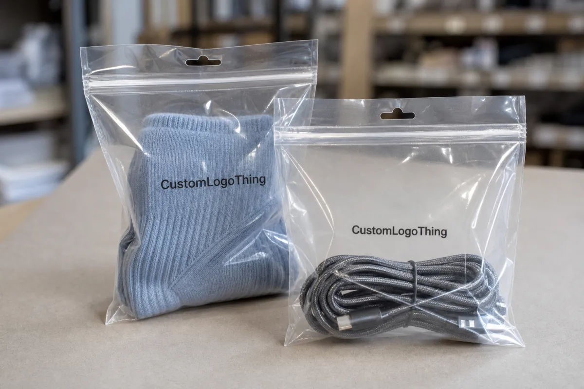 Bulk Order Custom Clear Poly Retail Bags for Displays