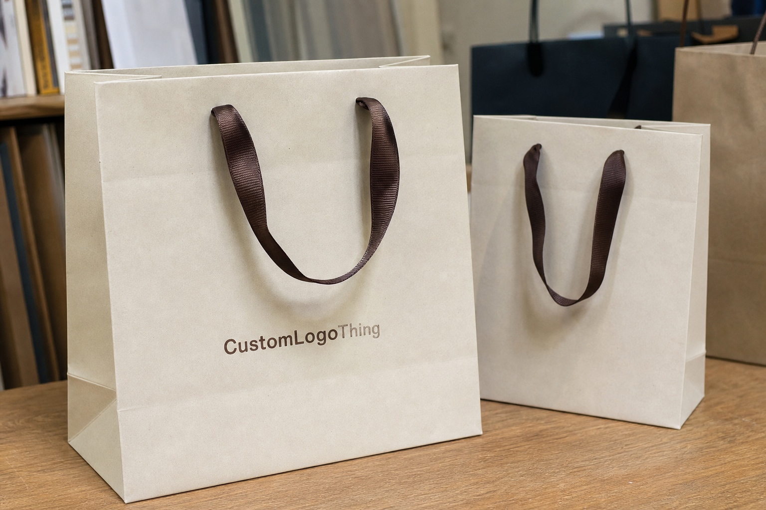 Custom Ribbon Handle Paper Bags Bulk Order for Retail
