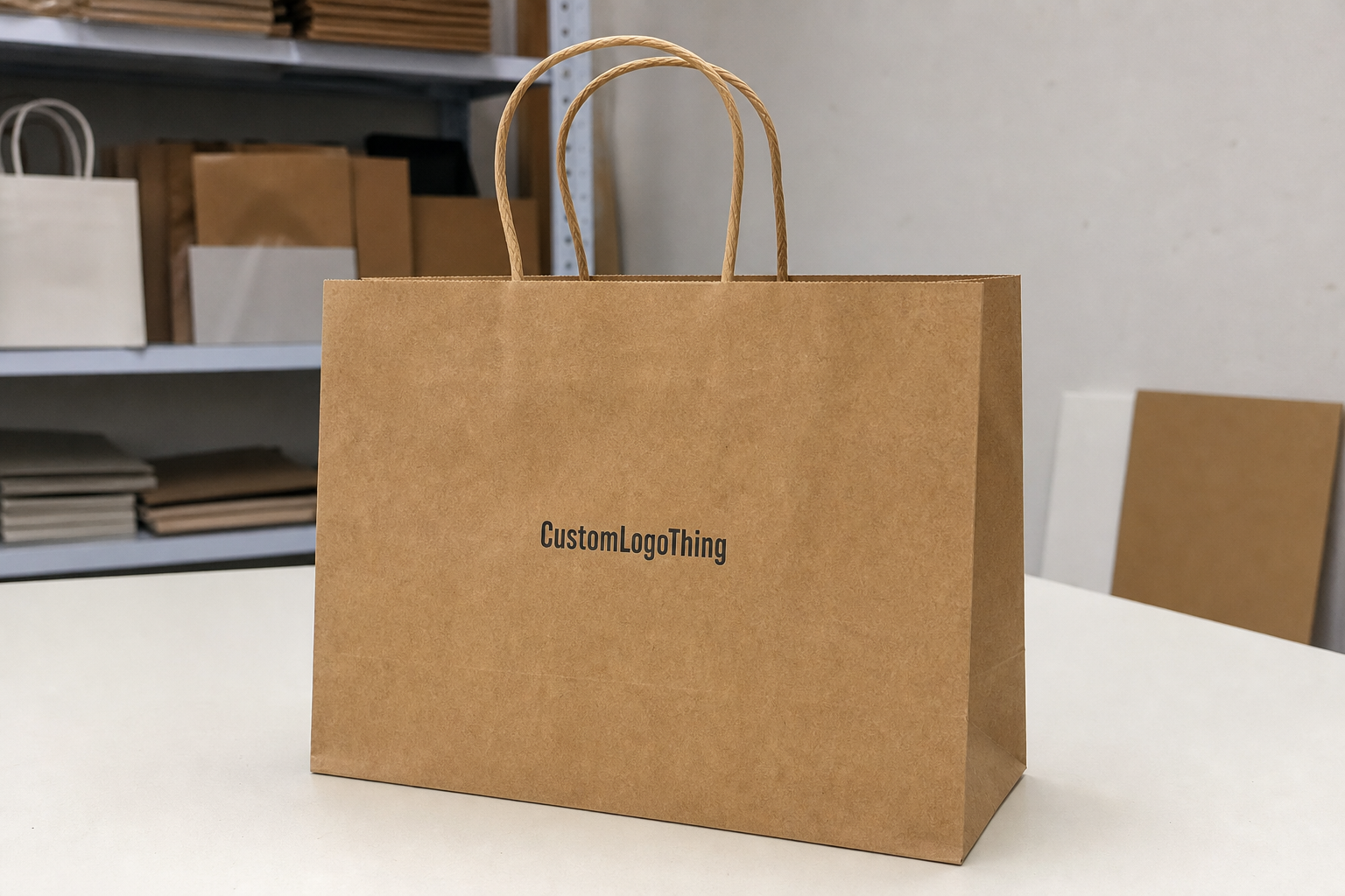 Buy Custom Twisted Handle Paper Bags for Tea Shop Retail