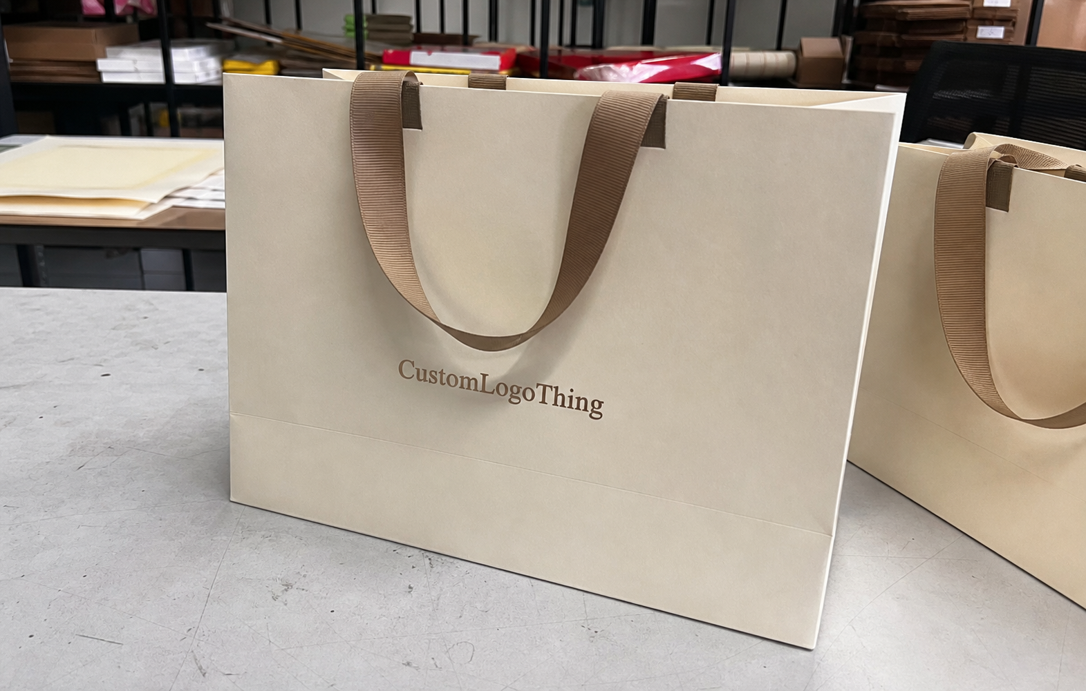 Ribbon Handle Paper Bags Logo Print Quote for Buyers