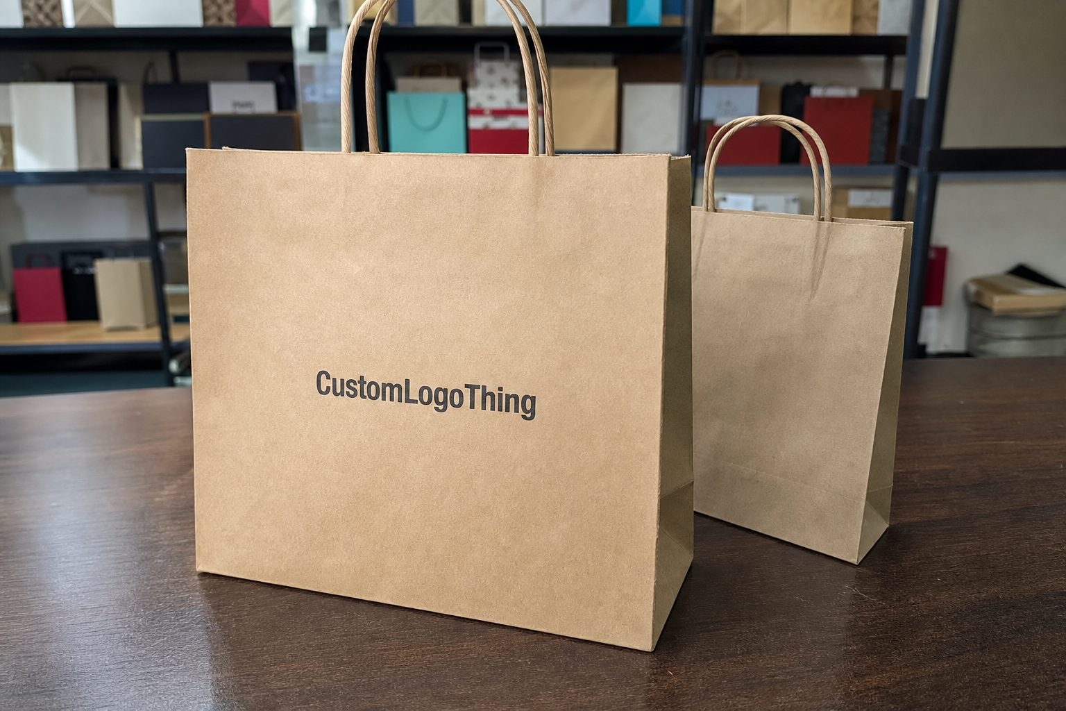Recycled Paper Shopping Bags Low MOQ Custom Order Quote
