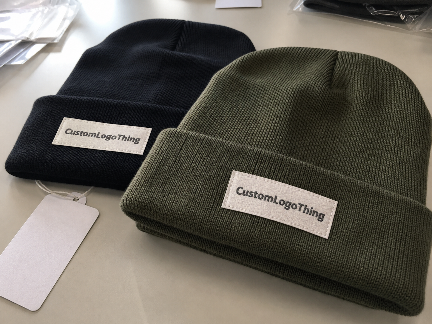 Why woven labels make beanies look retail-ready - CustomLogoThing packaging example
