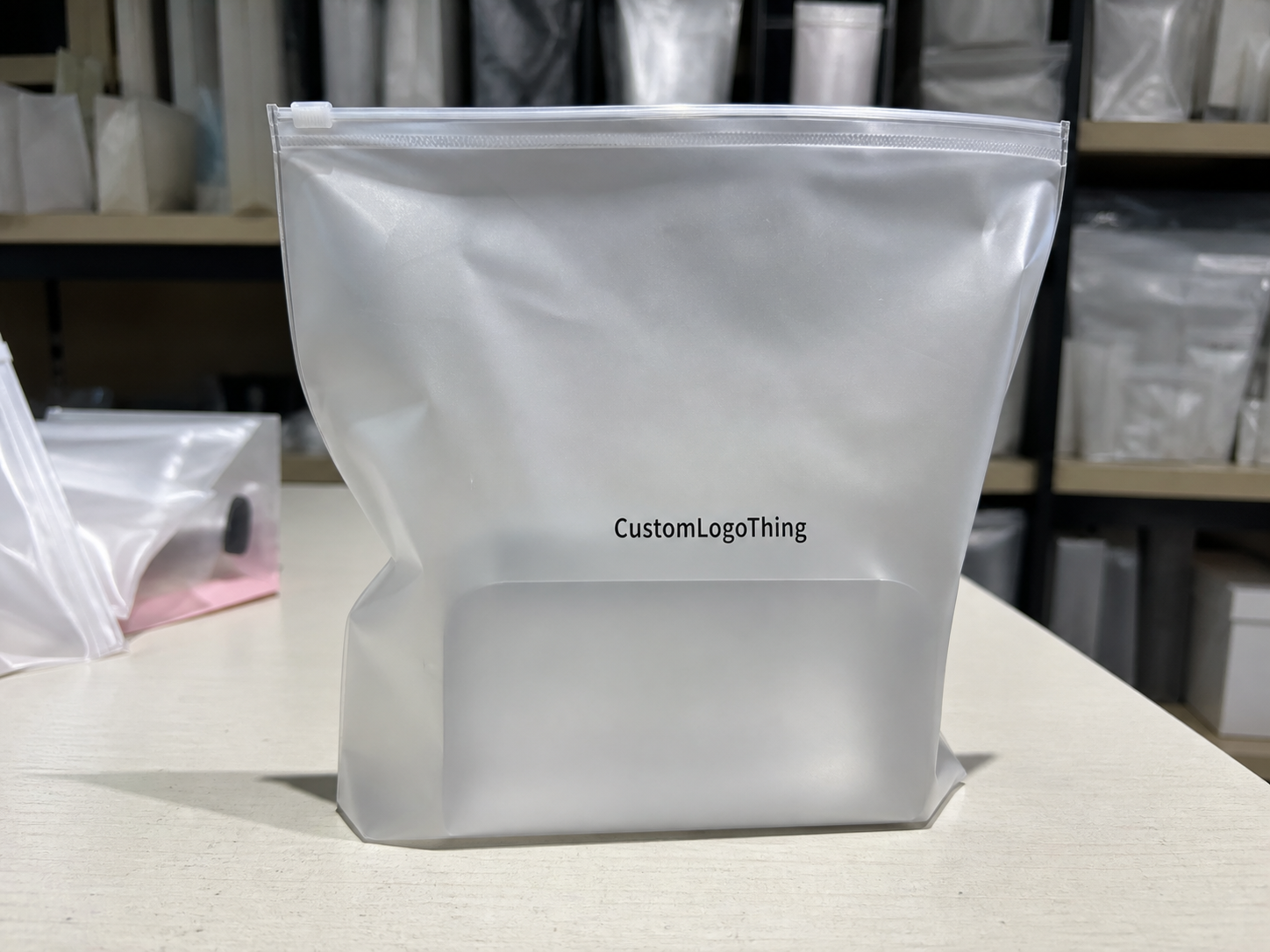Skincare Frosted Zipper Bags Logo Placement for Buyers