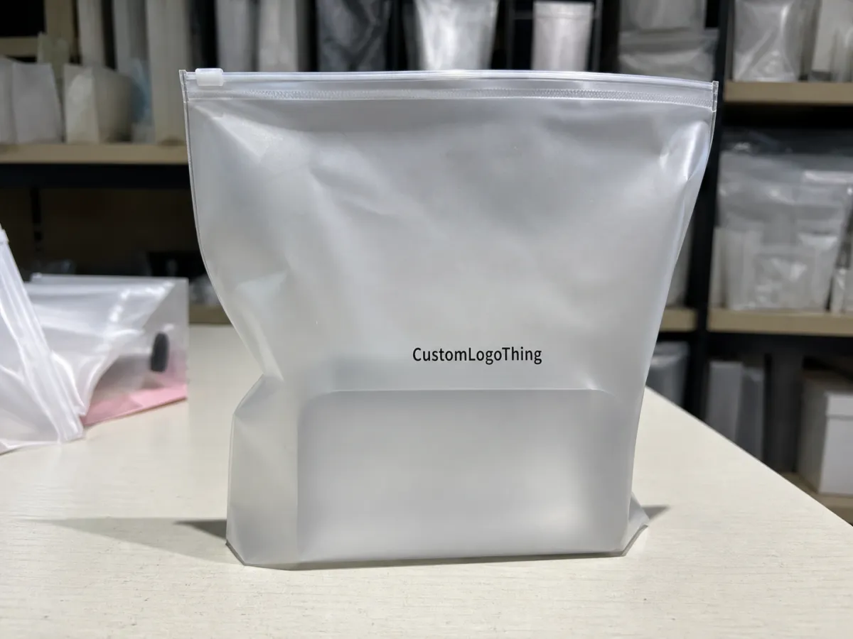 Skincare Frosted Zipper Bags Logo Placement for Buyers