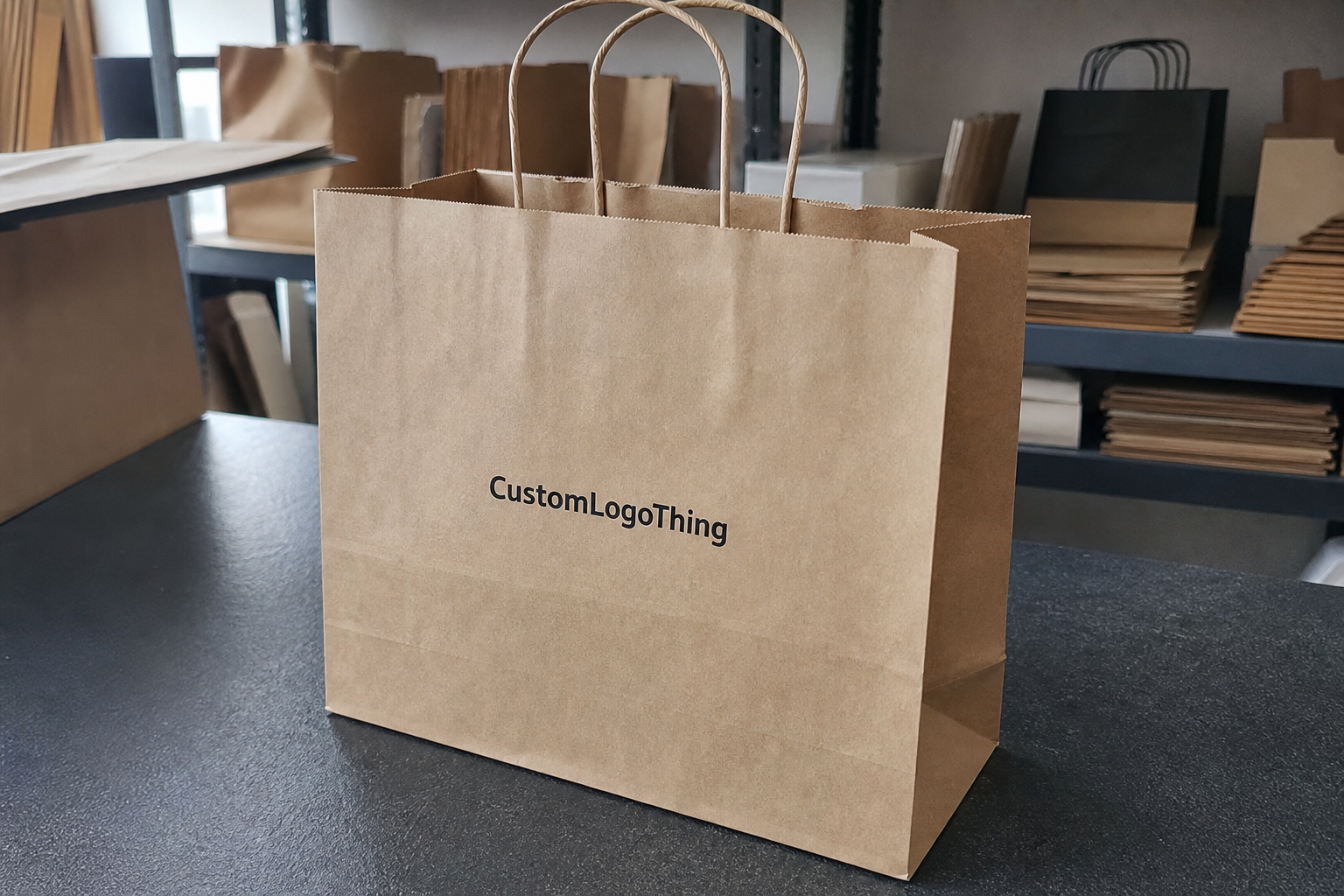 Restaurant FSC Paper Shopping Bags Logo Placement for Buyers