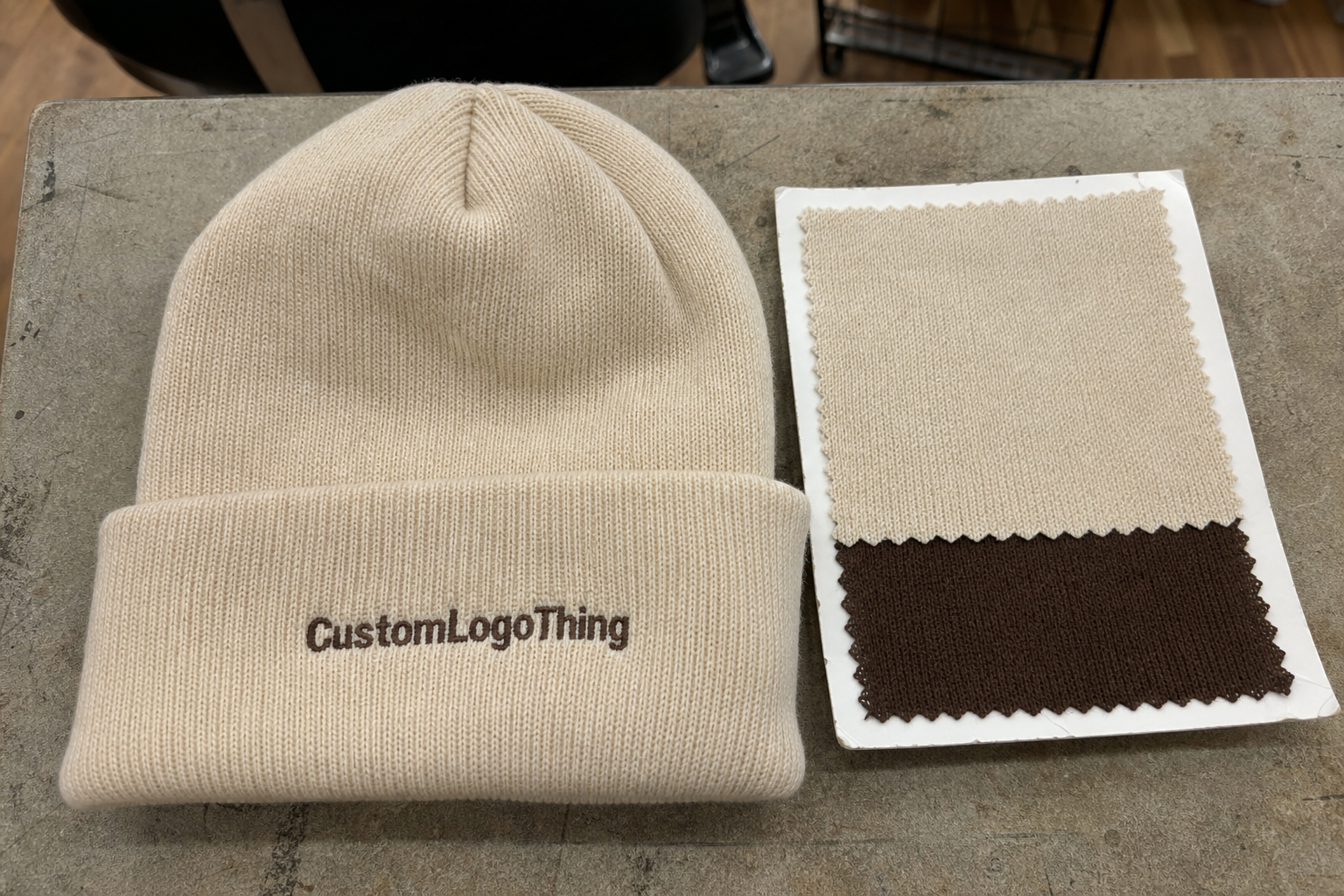 Bakery Embroidered Beanies Material Sample Guide for Buyers