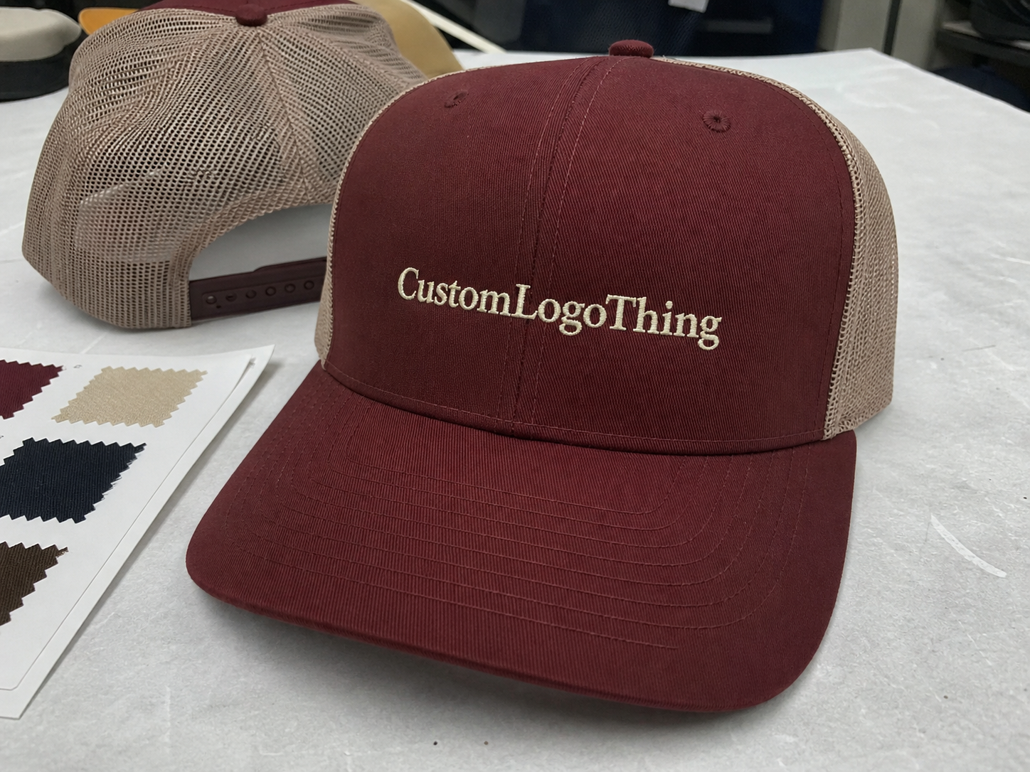Wine Club Trucker Caps Material Sample Guide for Buyers