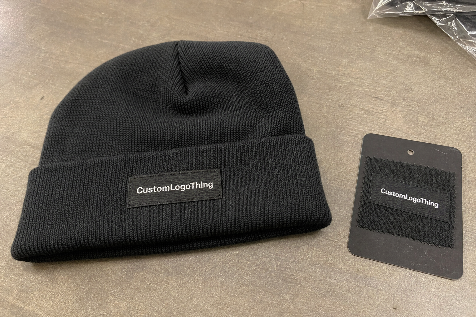 Wine Club Woven Label Beanies Material Sample Buying Guide