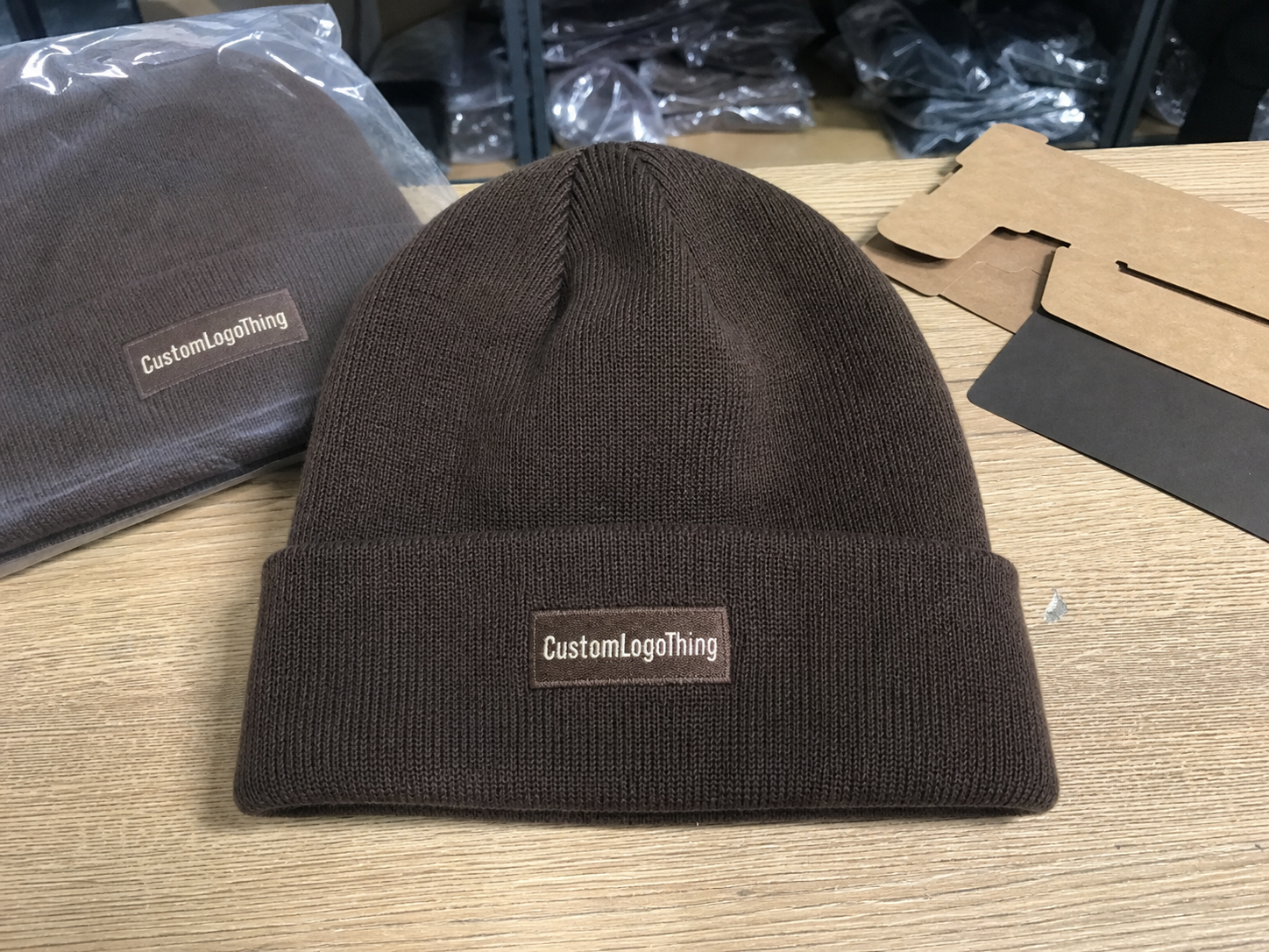 Why Chocolate Cuffed Knit Beanies Move Faster Than Basic Winter Stock - CustomLogoThing packaging example