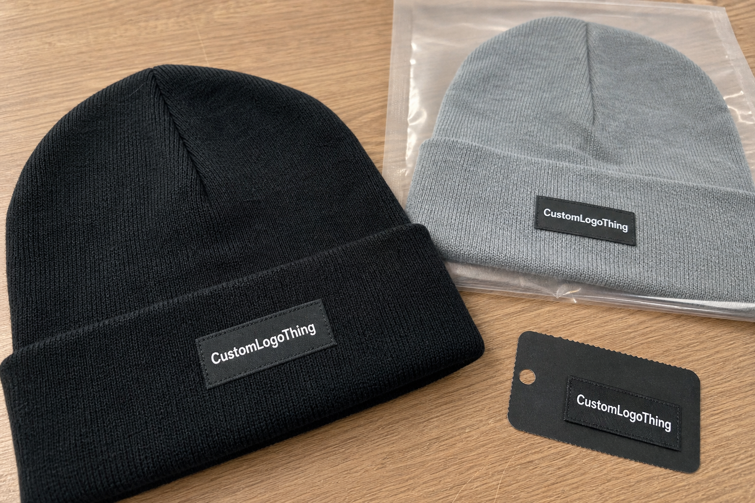 Supplement Woven Label Beanies Material Sample Guide: Buyers