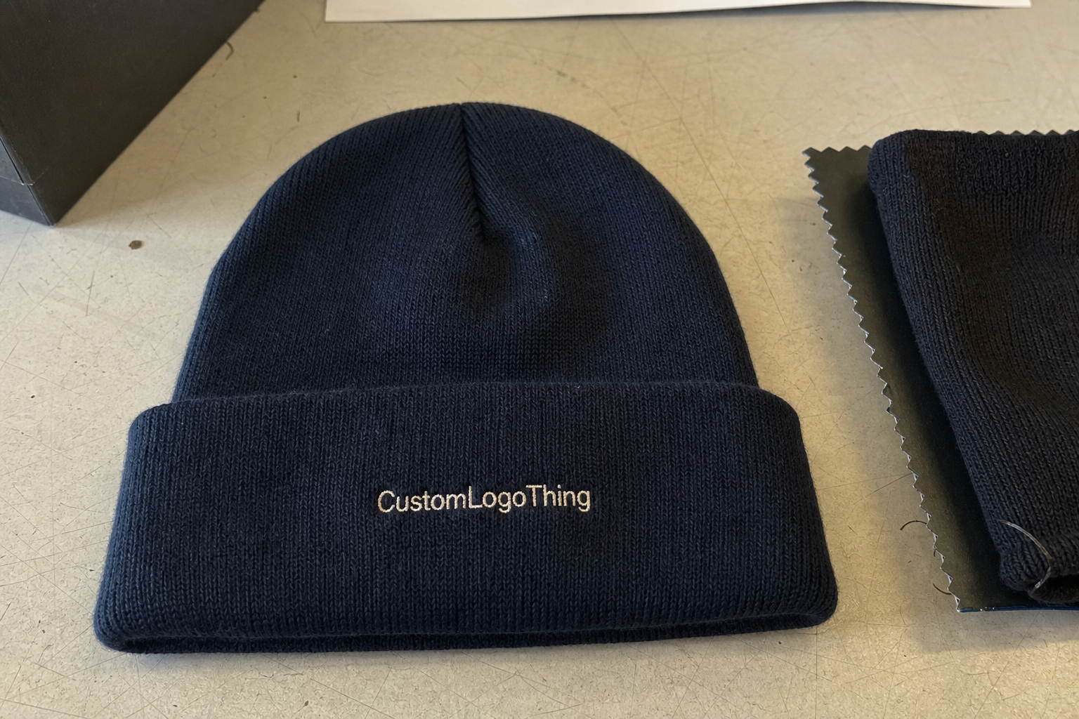 Wine Club Embroidered Beanies Material Sample Guide