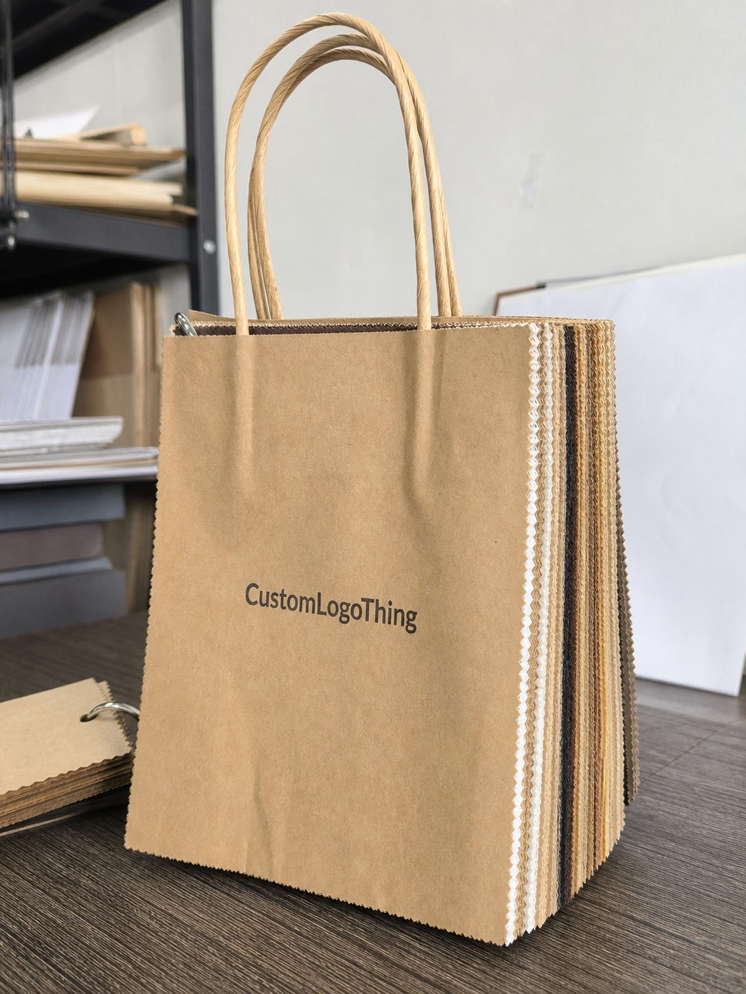 Stationery Twisted Handle Paper Bags Material Sample Guide
