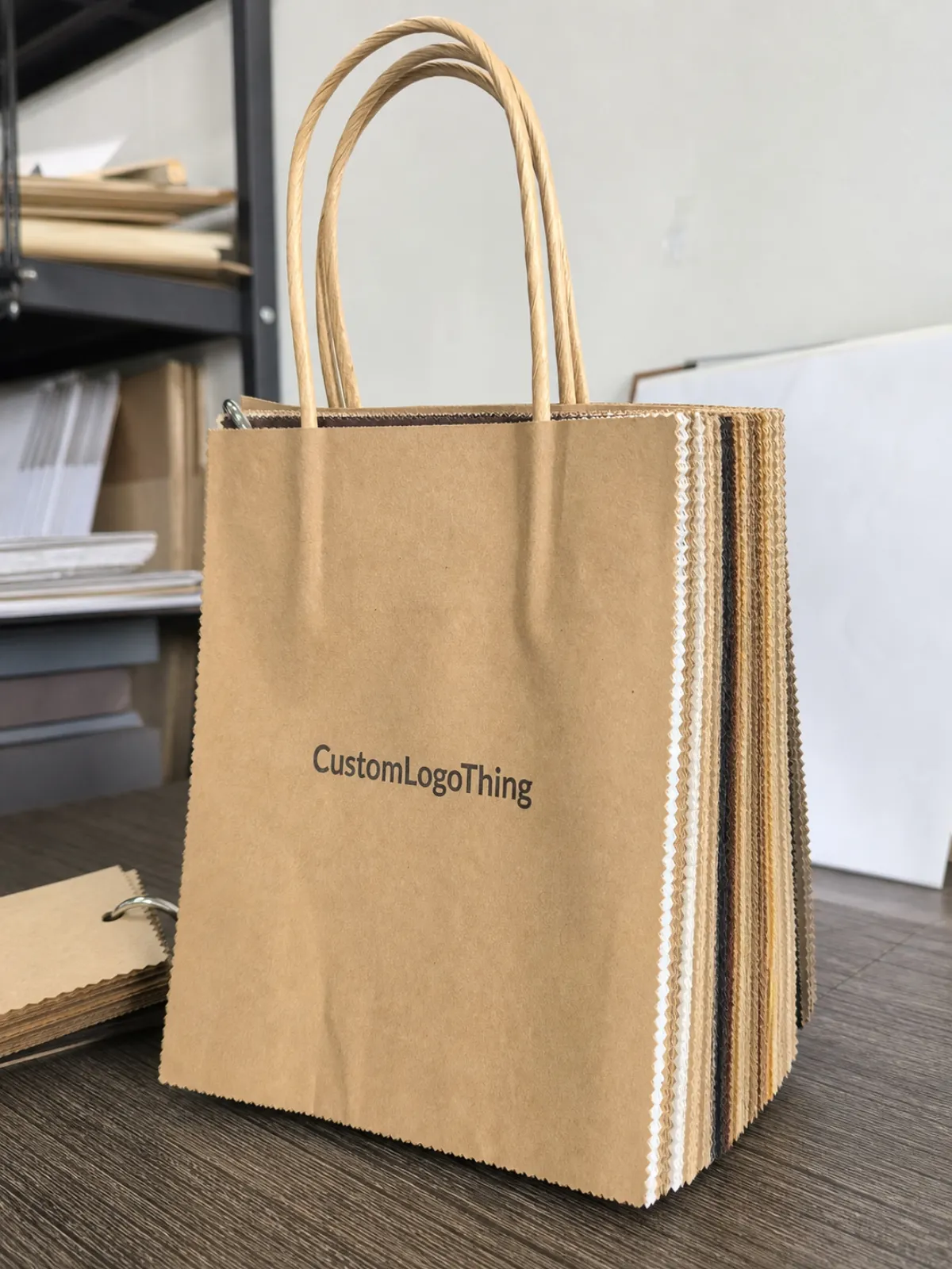 Stationery Twisted Handle Paper Bags Material Sample Guide