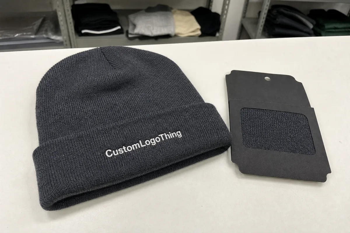 Cosmetics Embroidered Beanies Material Sample Guide