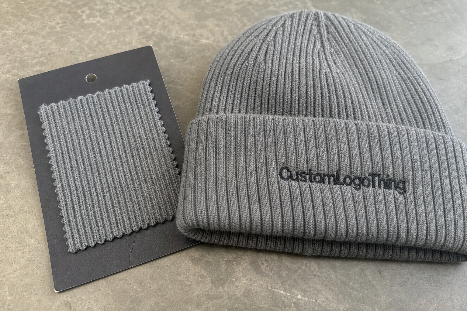 Wine Club Ribbed Winter Beanies Material Sample Guide