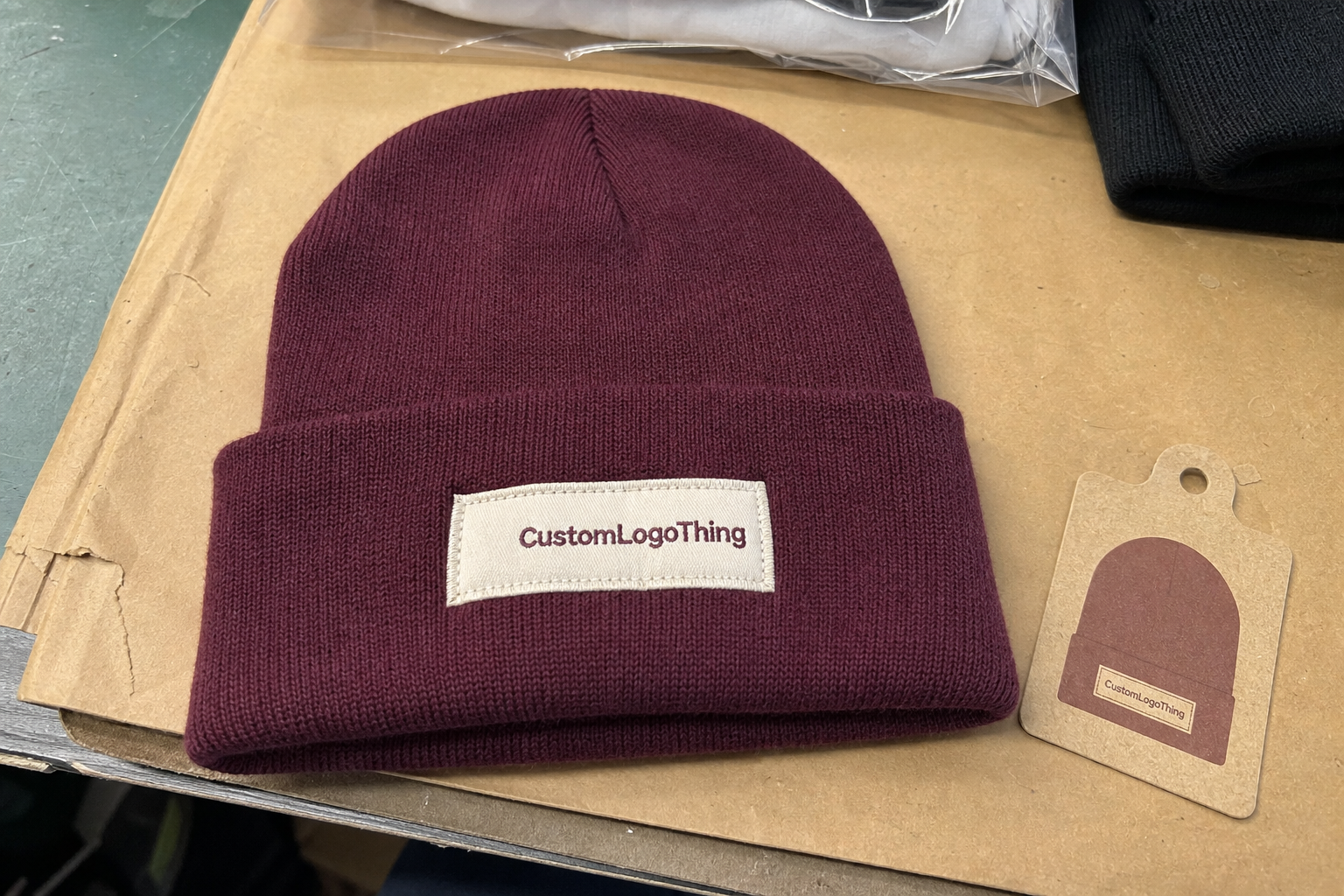 Wine Club Logo Patch Beanies Material Sample Guide