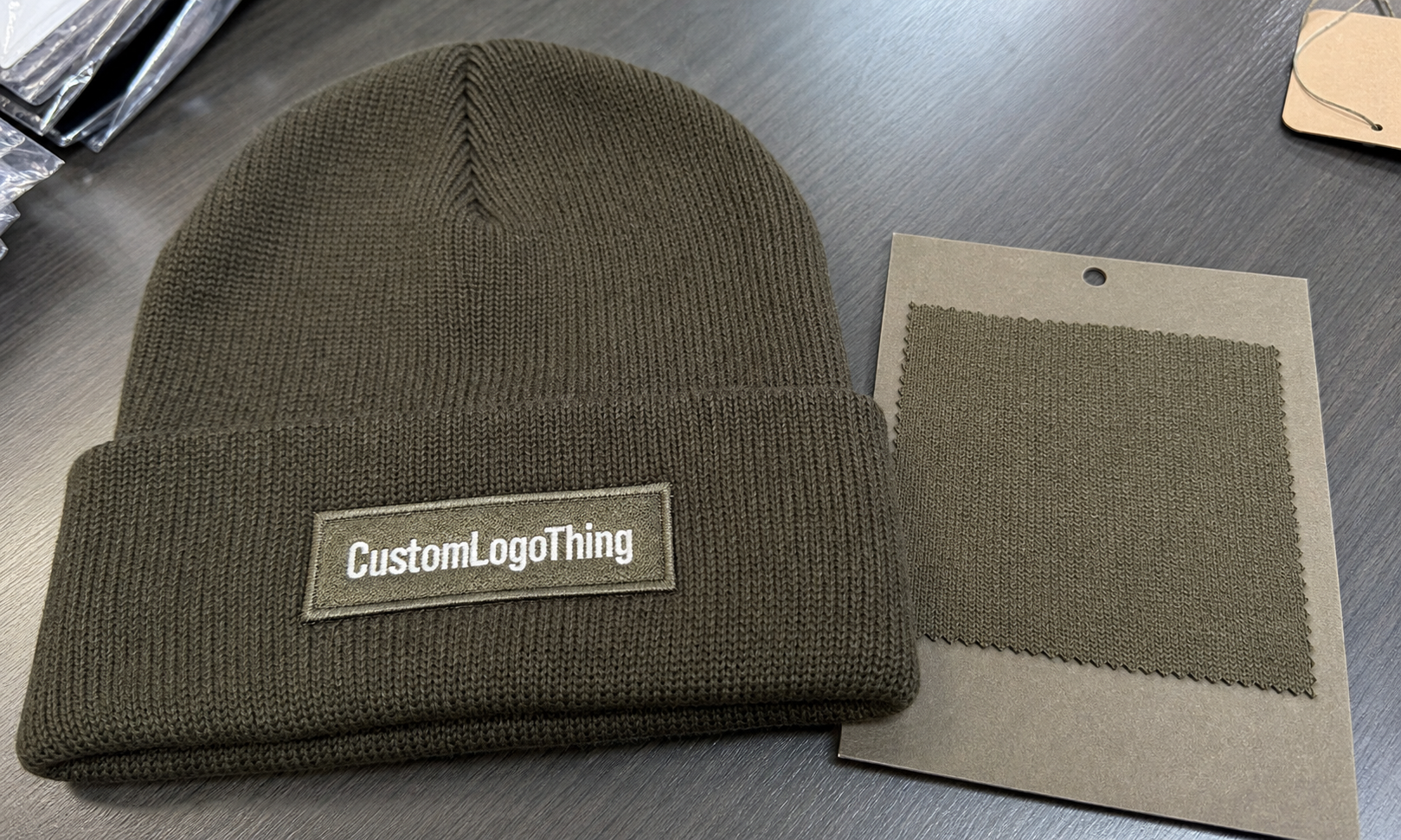Corporate Gifting Logo Patch Beanies Material Sample Guide