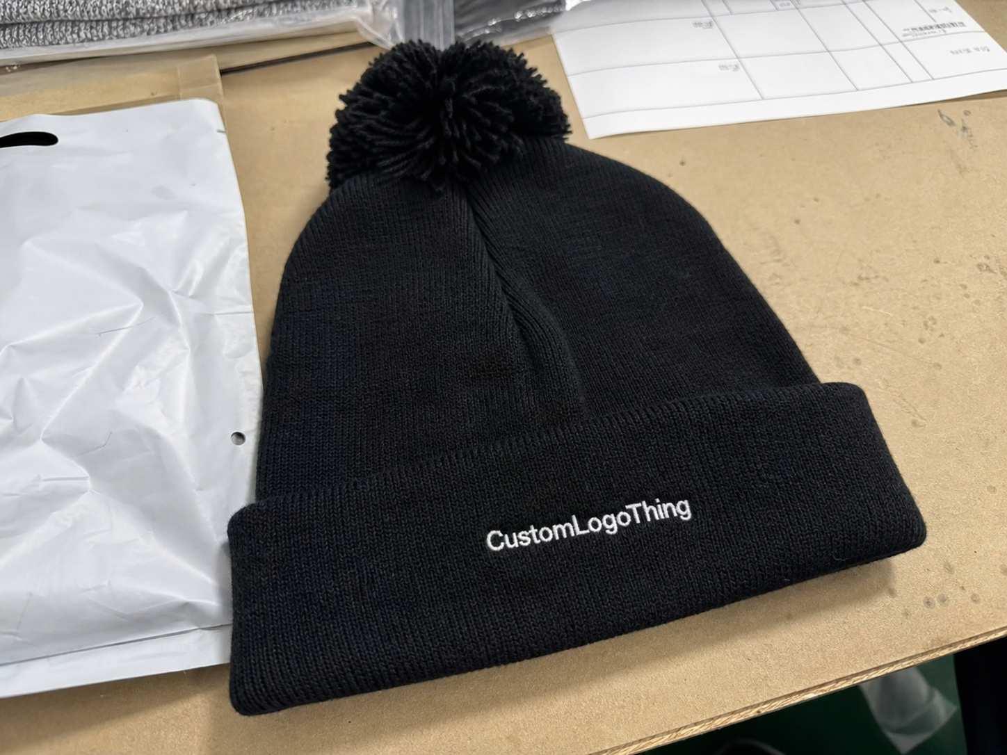 Book Pom Pom Beanies Material Sample Guide for Buyers