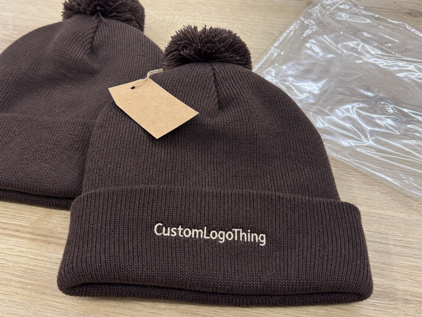 Chocolate Pom Pom Beanies Material Sample Guide for Buyers