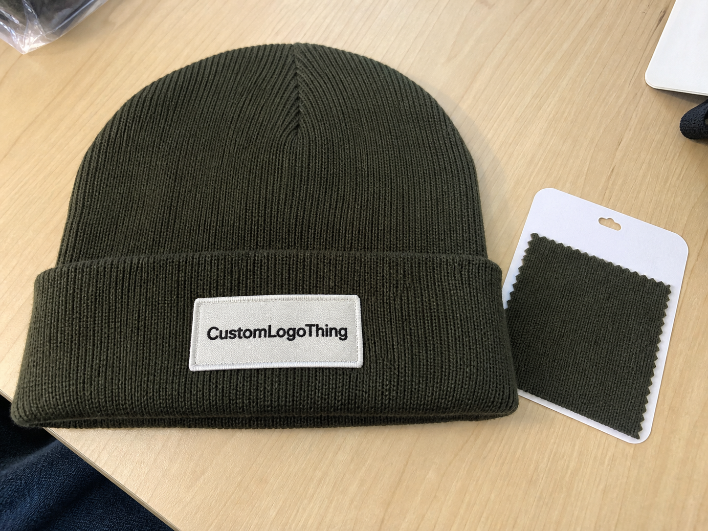 Jewelry logo patch beanies material sample guide for brands