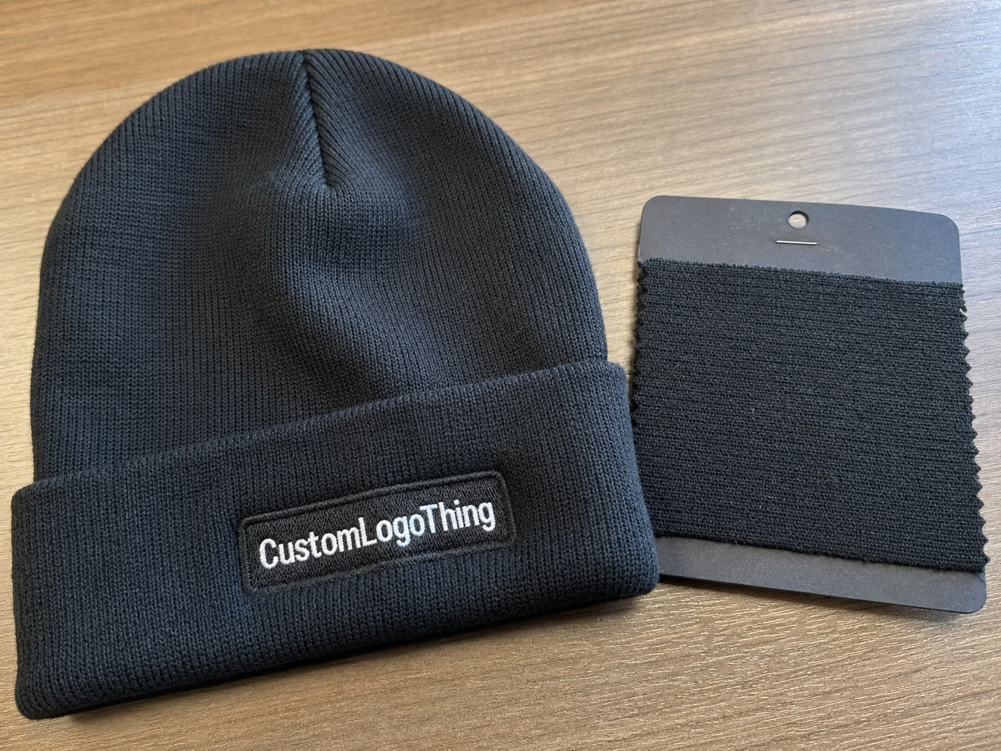 Order the Pet Treat Logo Patch Beanies Material Sample Guide