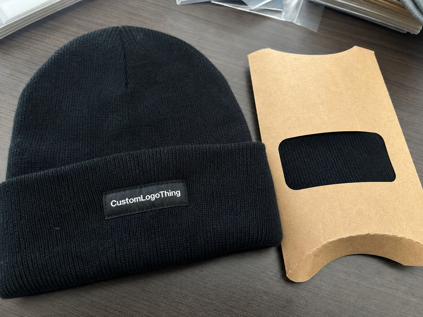 Supplement Logo Patch Beanies Material Sample Guide to Order
