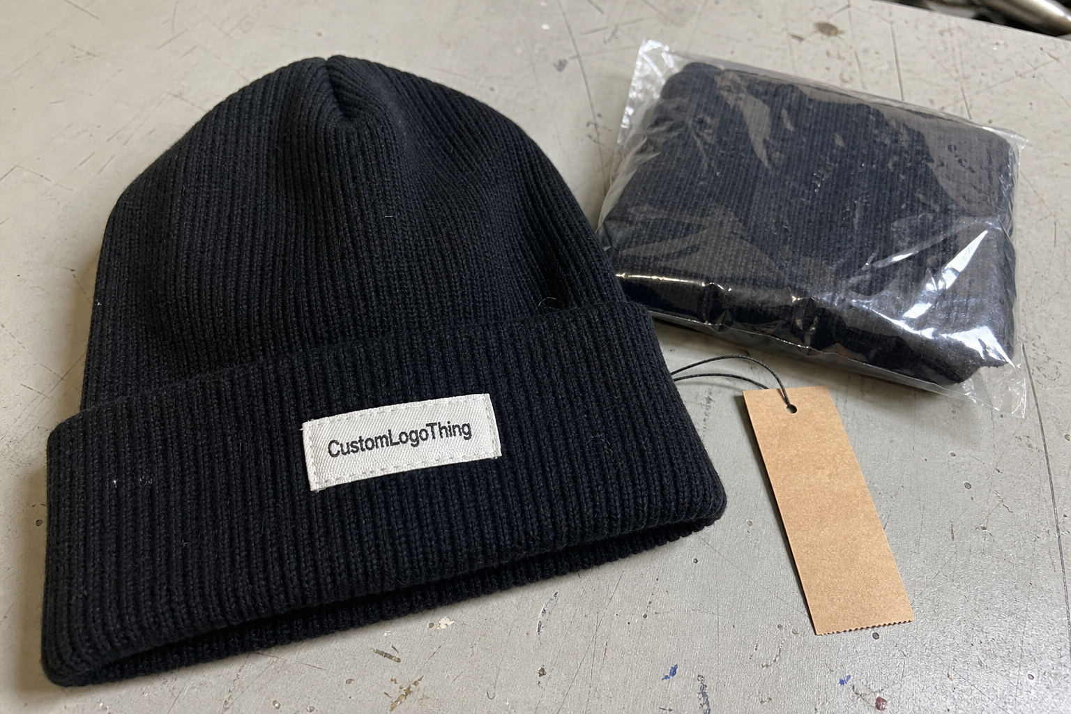 Tea Logo Patch Beanies Material Sample Guide to Order