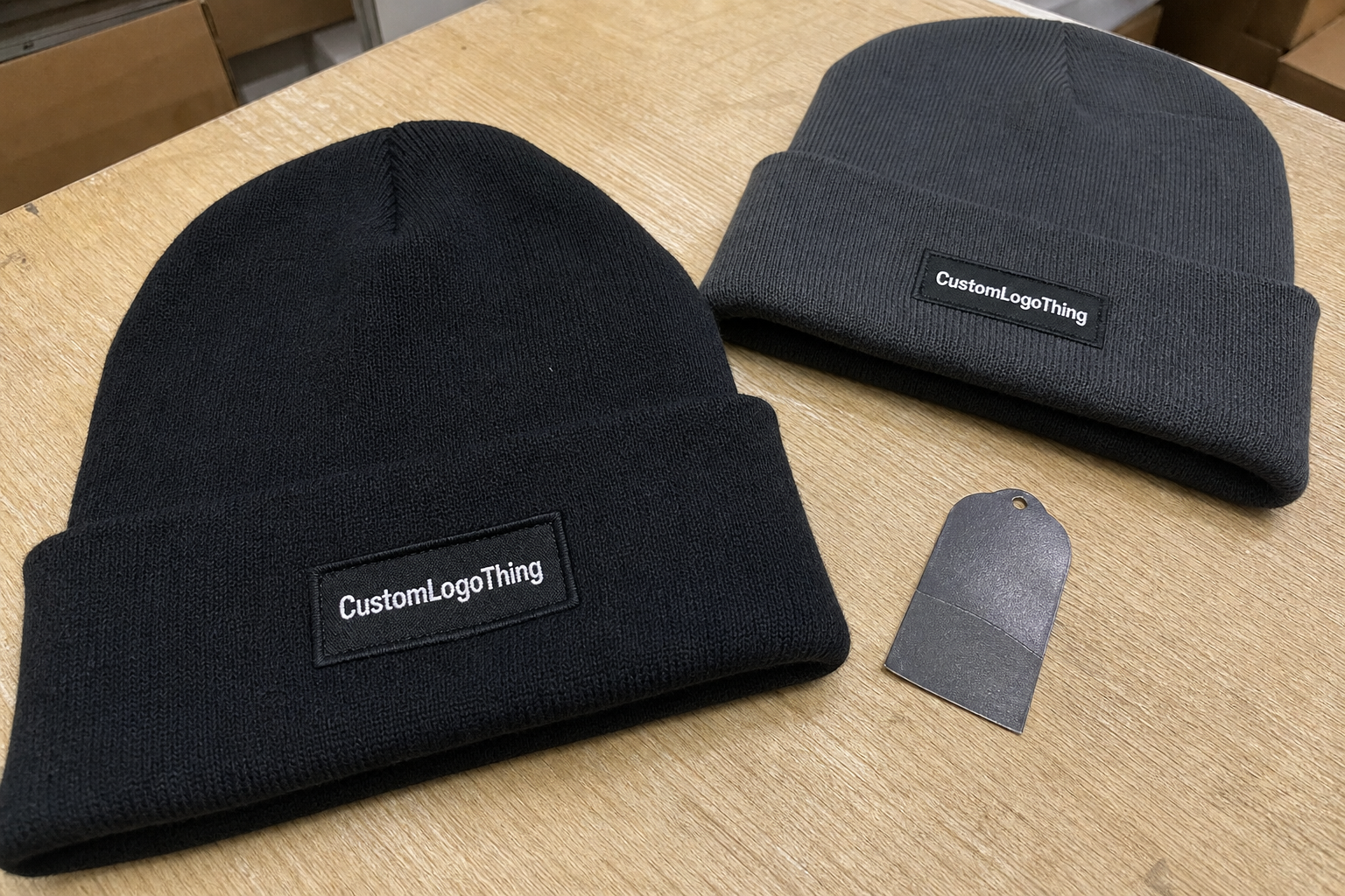 Electronics Logo Patch Beanies Material Sample Guide
