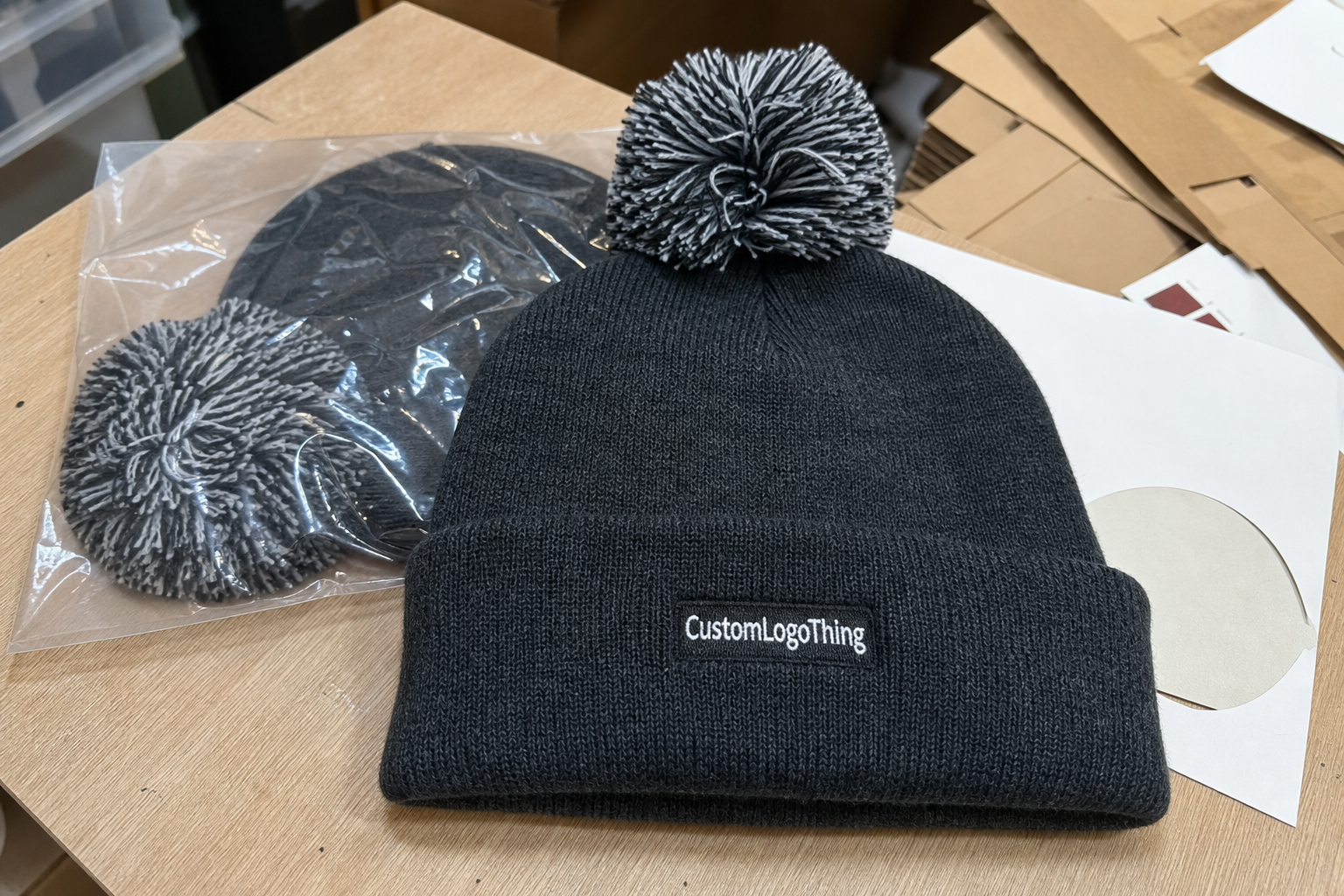 Bakery Logo Patch Beanies Material Sample Guide for Buyers