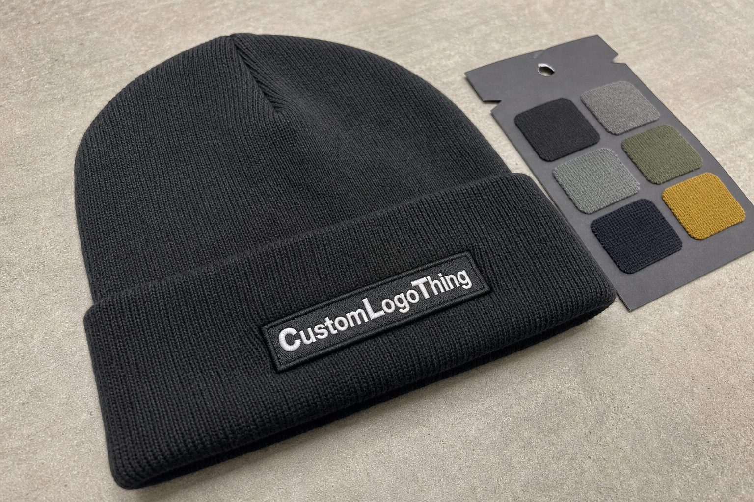 Beer Logo Patch Beanies Material Sample Guide for Buyers