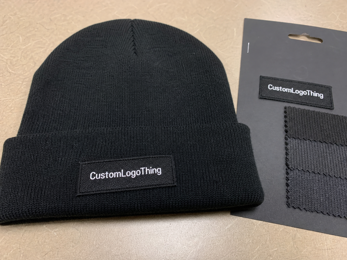 Approve Candle Woven Label Beanies Material Sample Guide