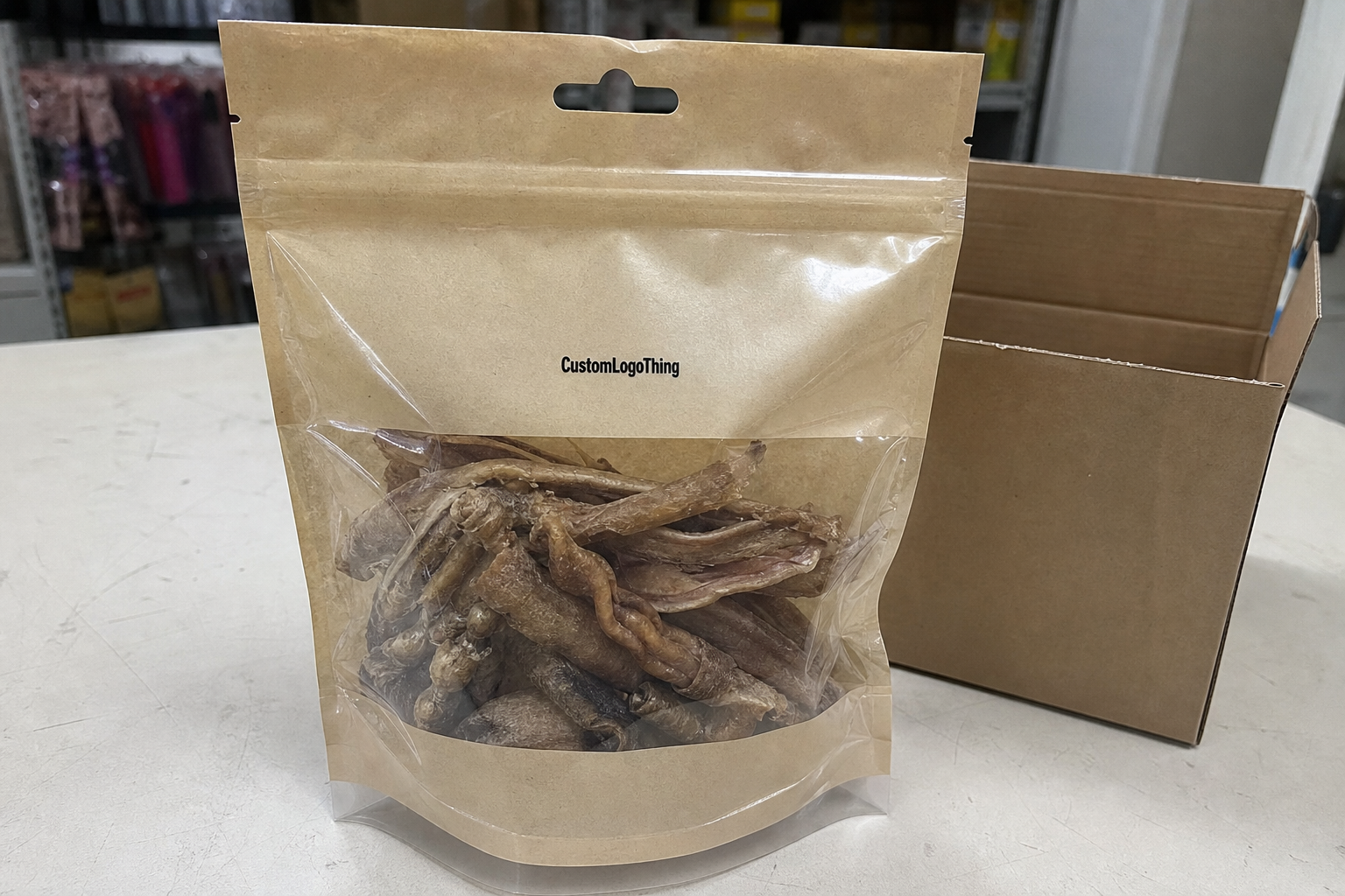 Buy Pet Treat Brands OPP Header Bags Carton Packing Spec