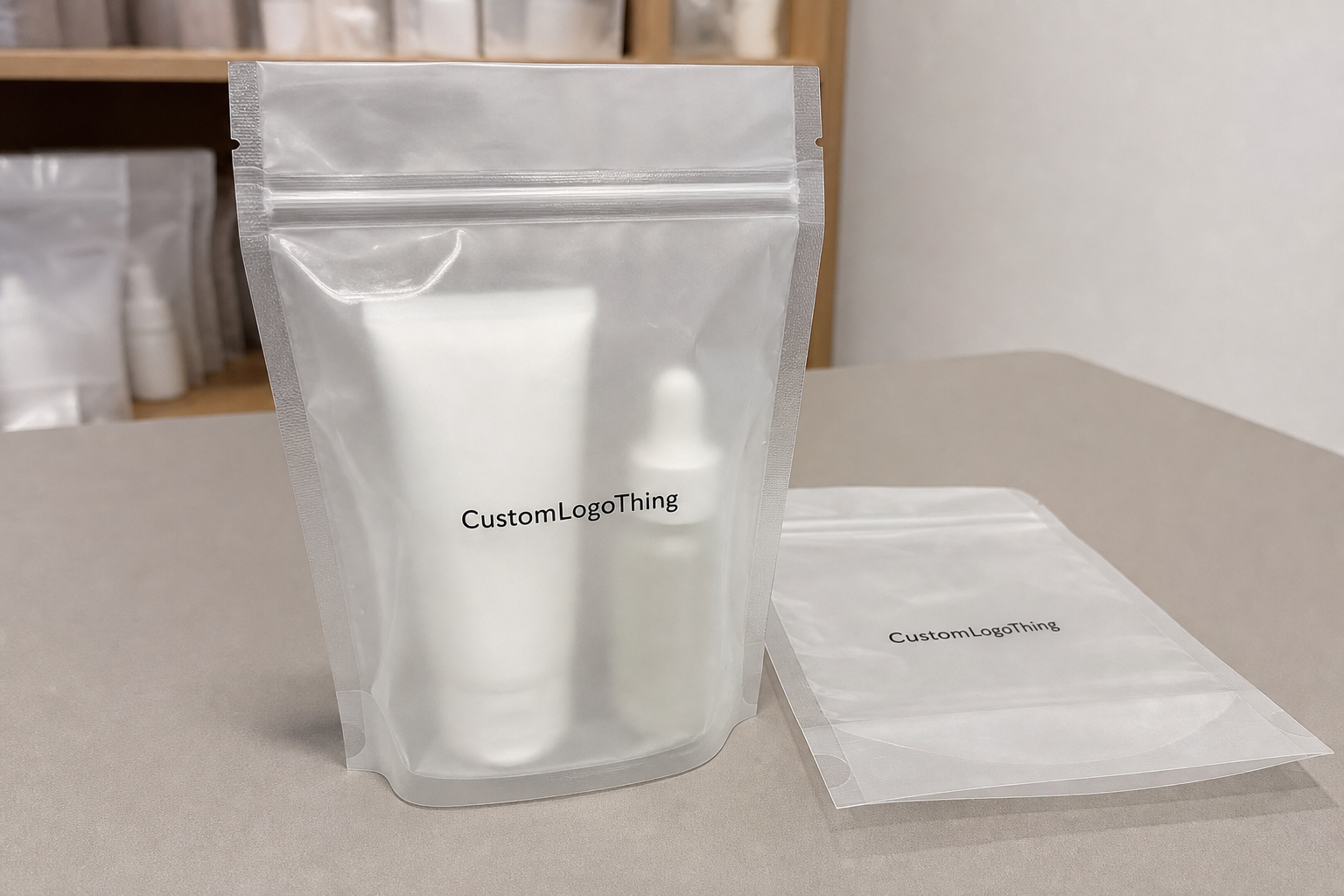 Printed Frosted Zipper Bags Quote for Skincare Brands