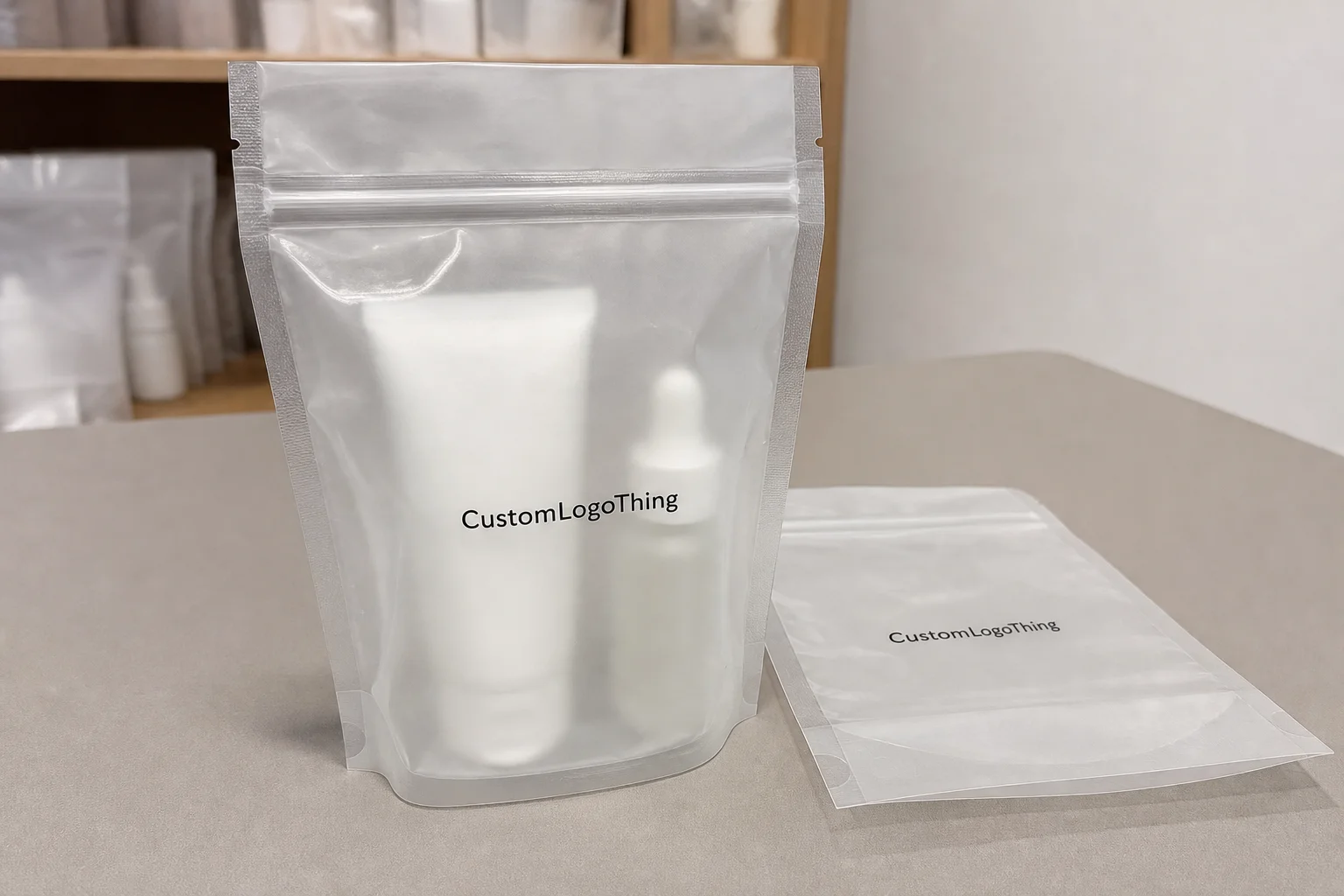 Printed Frosted Zipper Bags Quote for Skincare Brands
