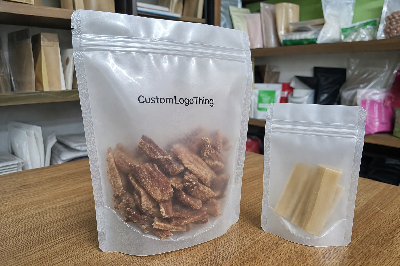 Get Frosted Zipper Bags Unit Cost for Pet Treat Brands