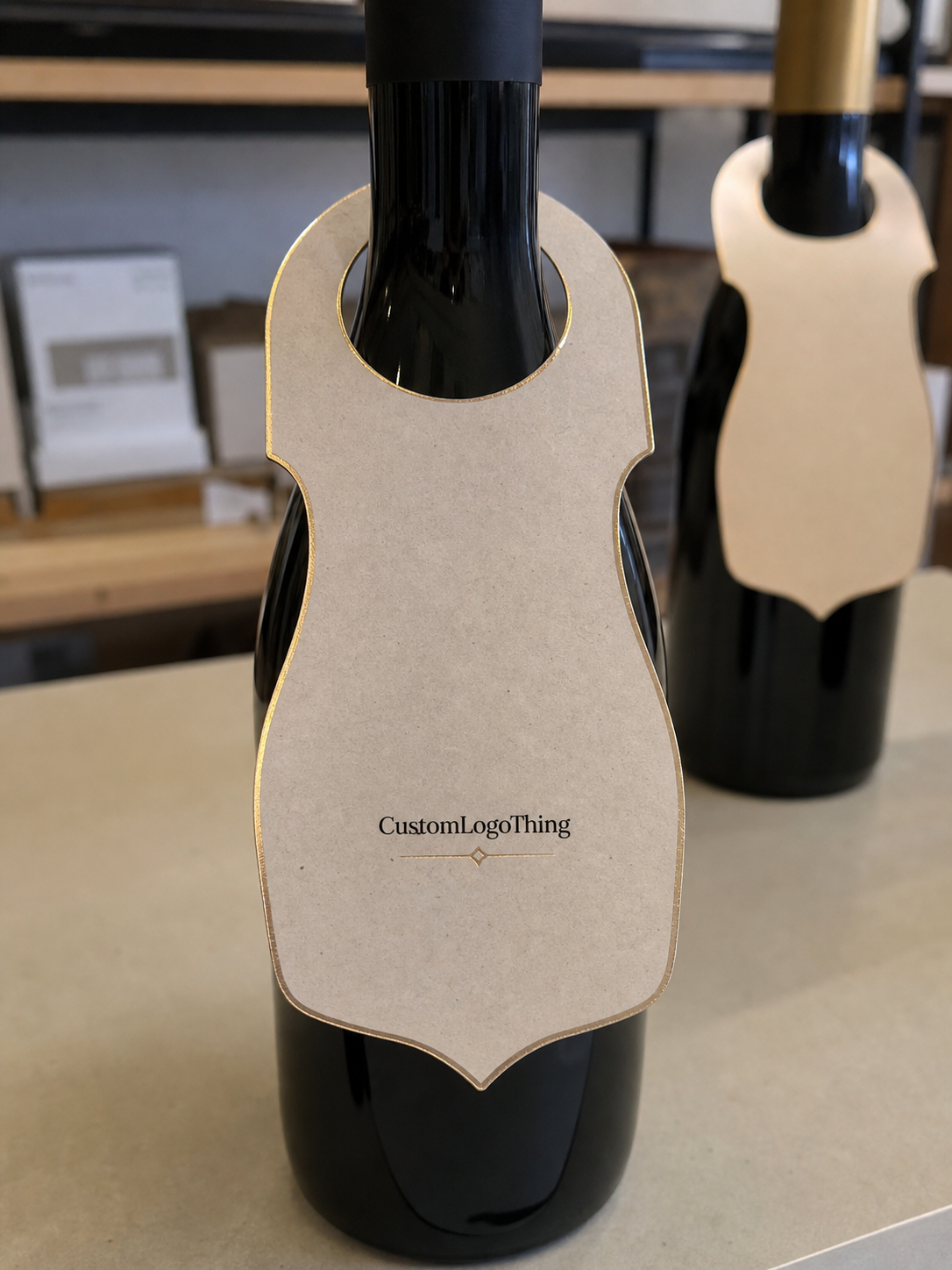 What custom wine bottle hang tags do at the shelf and table - CustomLogoThing packaging example