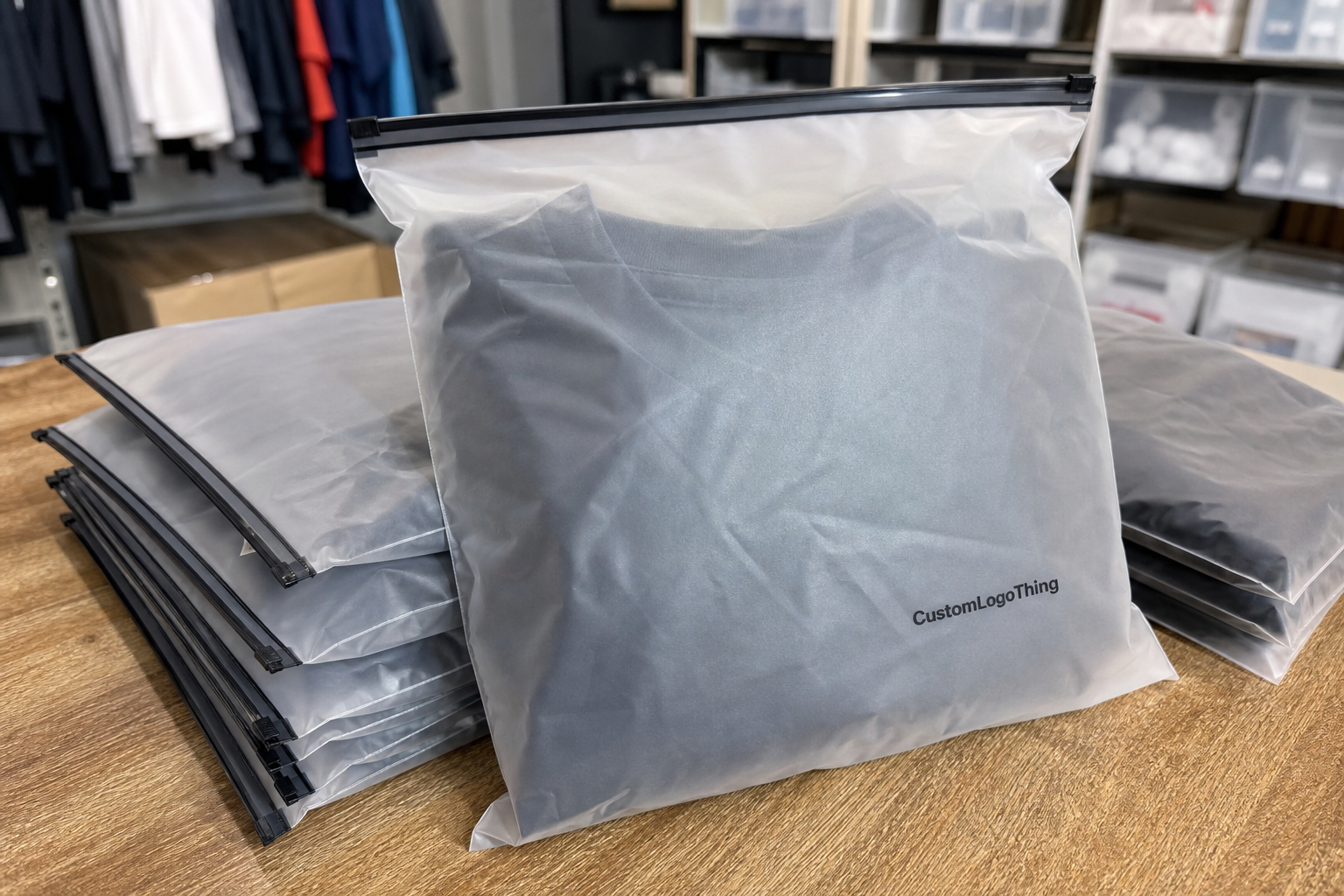 Frosted Zipper Poly Bags for Sports Clubs MOQ Planning