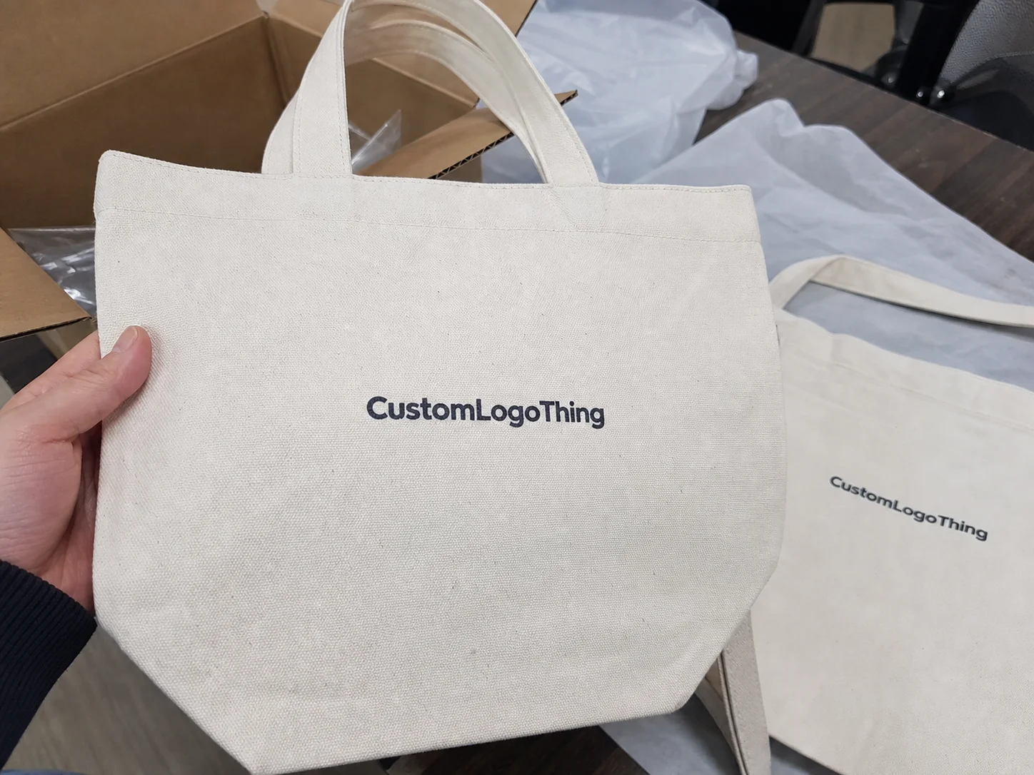 Why low-quantity canvas bag orders make sense - CustomLogoThing packaging example